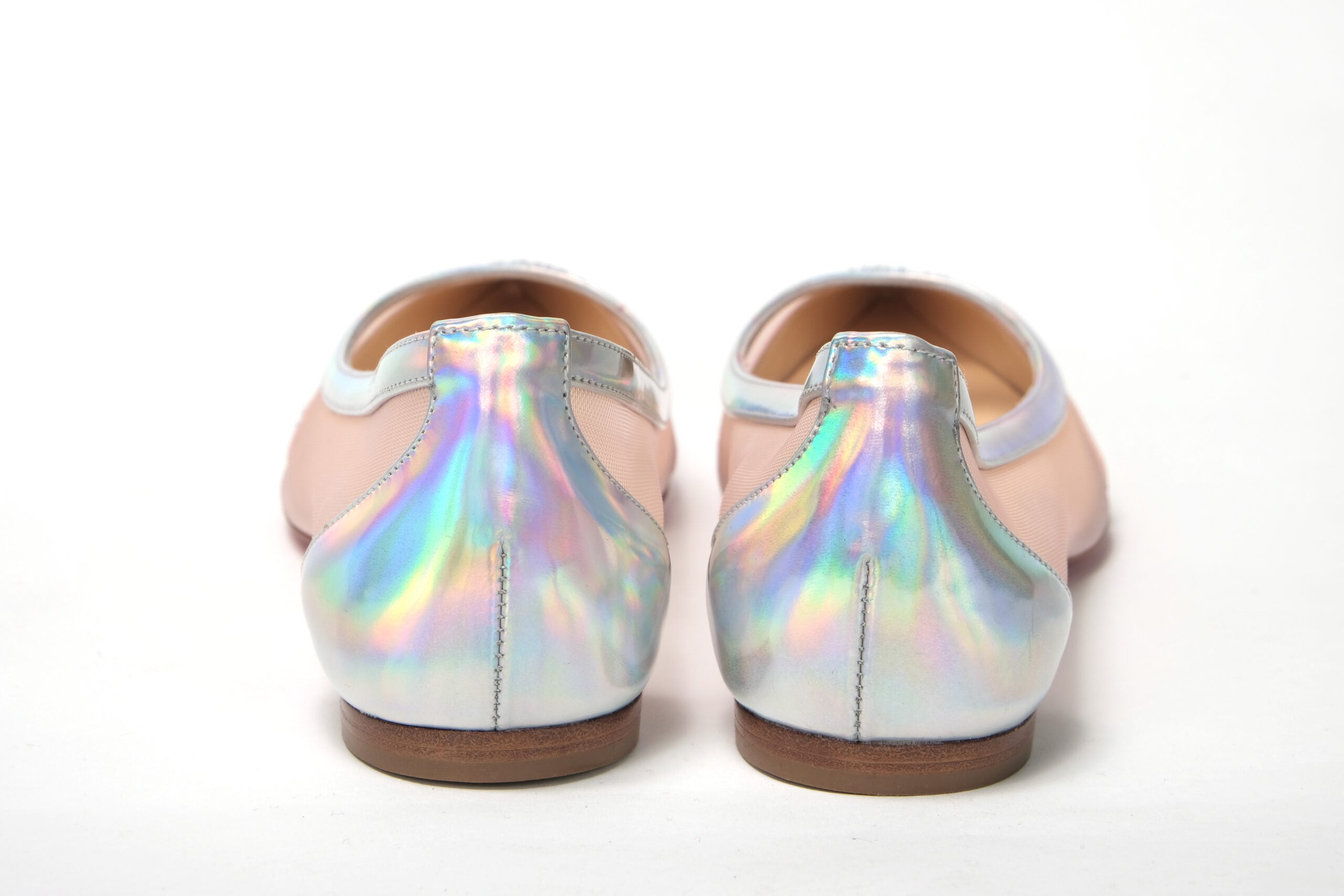 Christian Louboutin Silver Rose Flat Point Crystals Toe Shoe - DEA STILOSA MILANO