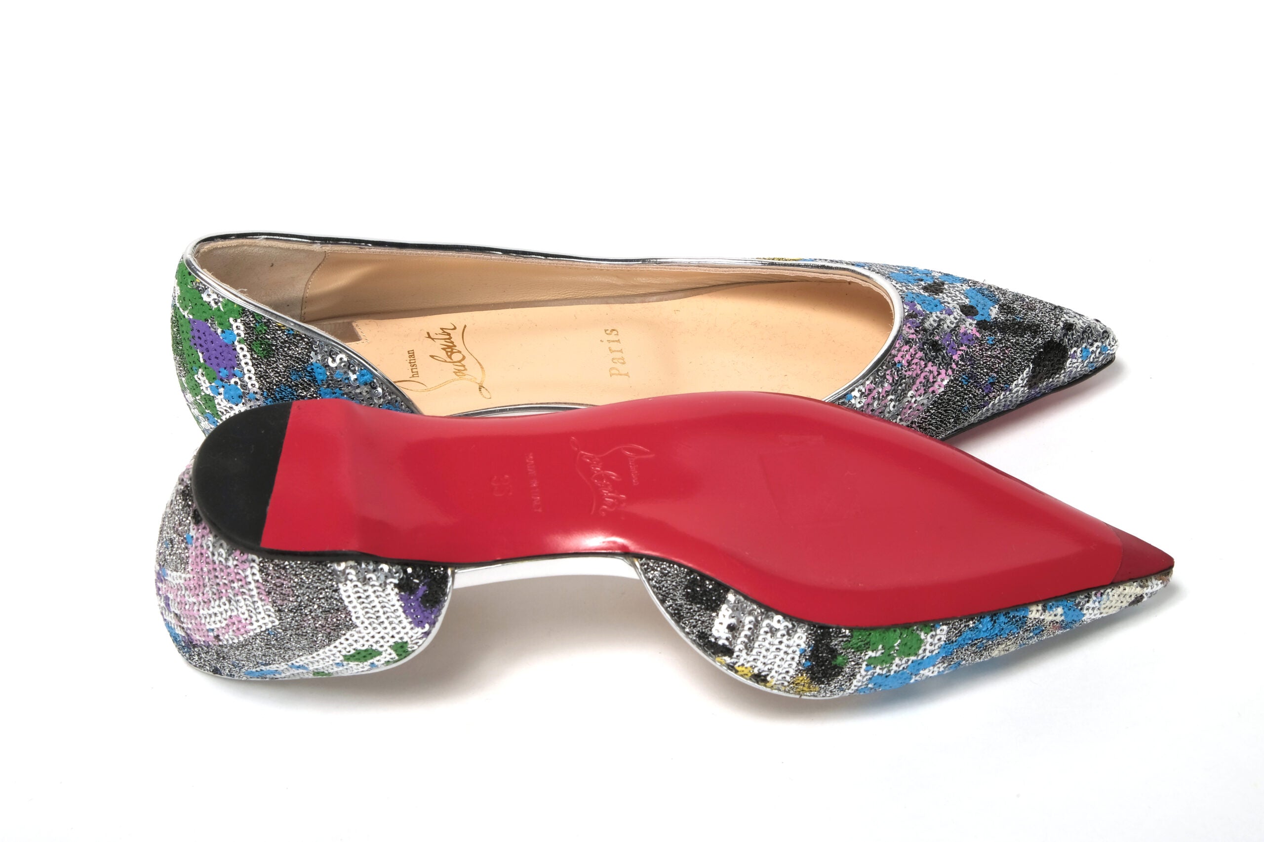 Christian Louboutin Multicolor Silver Flat Point Toe Shoe - DEA STILOSA MILANO