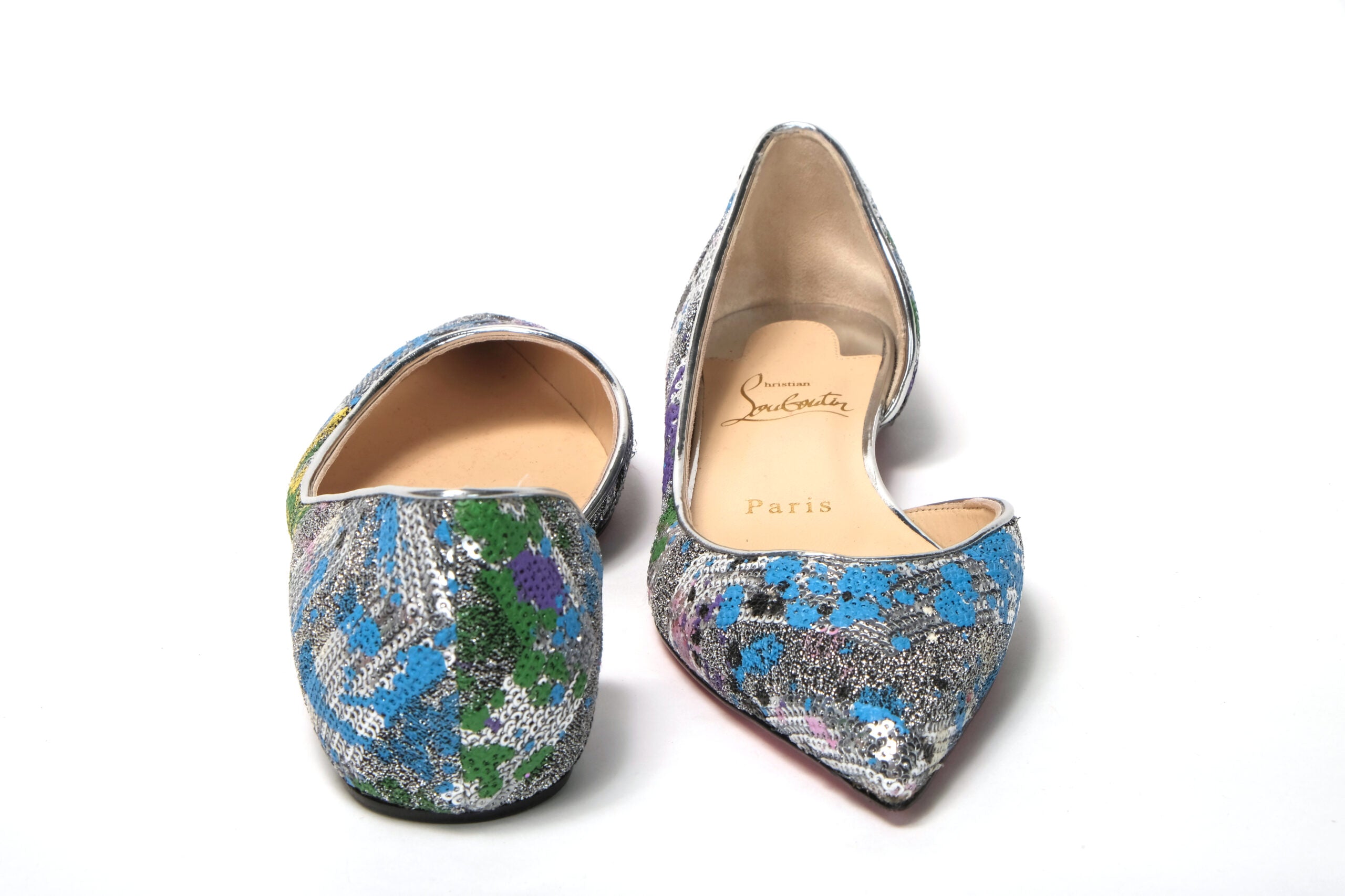 Christian Louboutin Multicolor Silver Flat Point Toe Shoe - DEA STILOSA MILANO