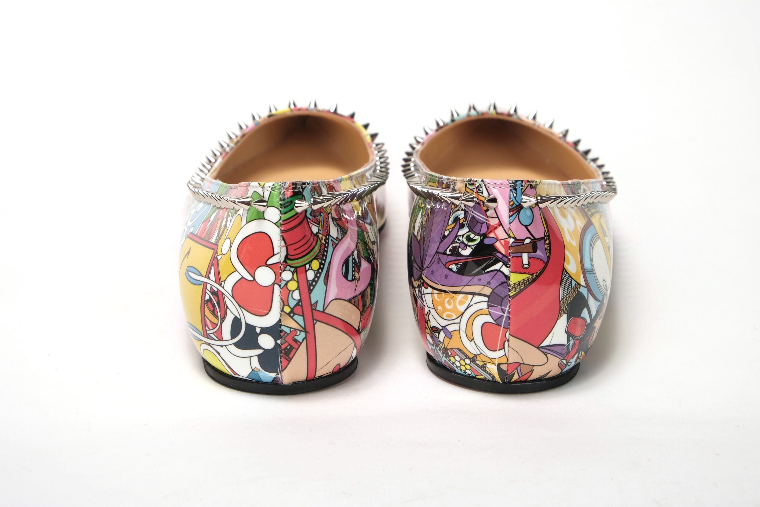Christian Louboutin Silver Multi Print Embellished Flat Patent Point Shoe - DEA STILOSA MILANO