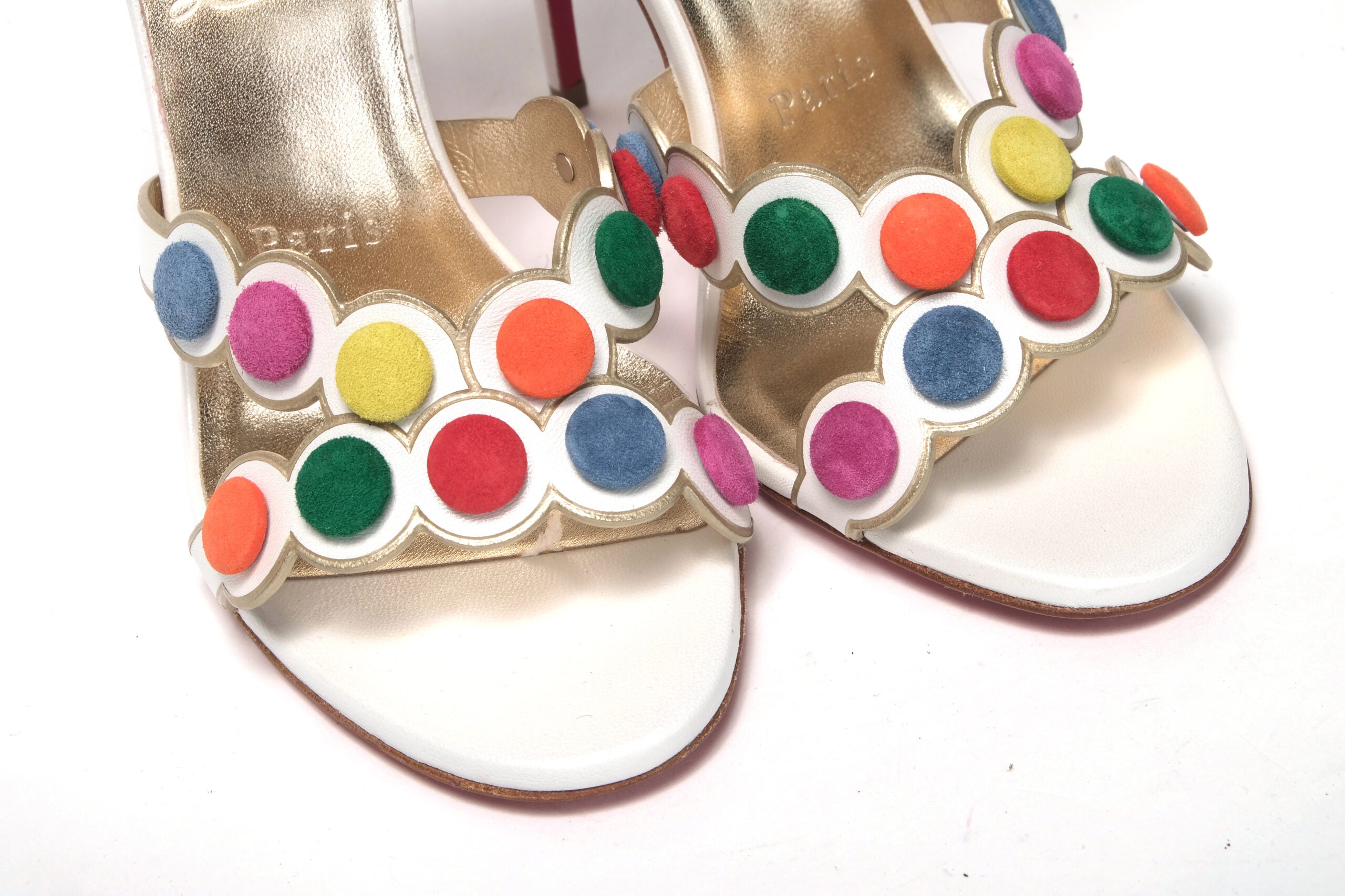 Christian Louboutin White Multicolor Spot Design High Heels Shoes Sandal - DEA STILOSA MILANO
