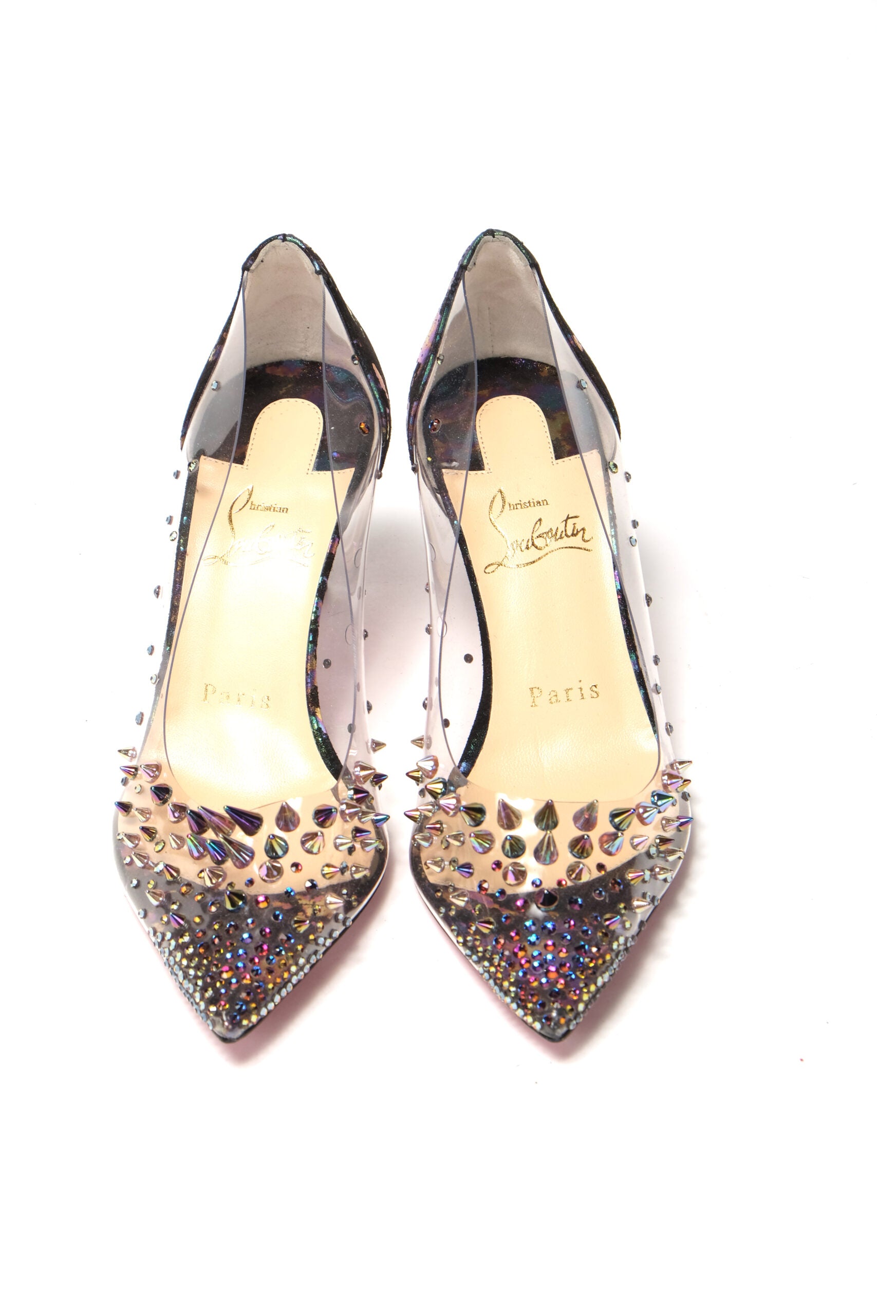 Christian Louboutin Black Pearlescent Heel Pvc Spikes Sandal - DEA STILOSA MILANO