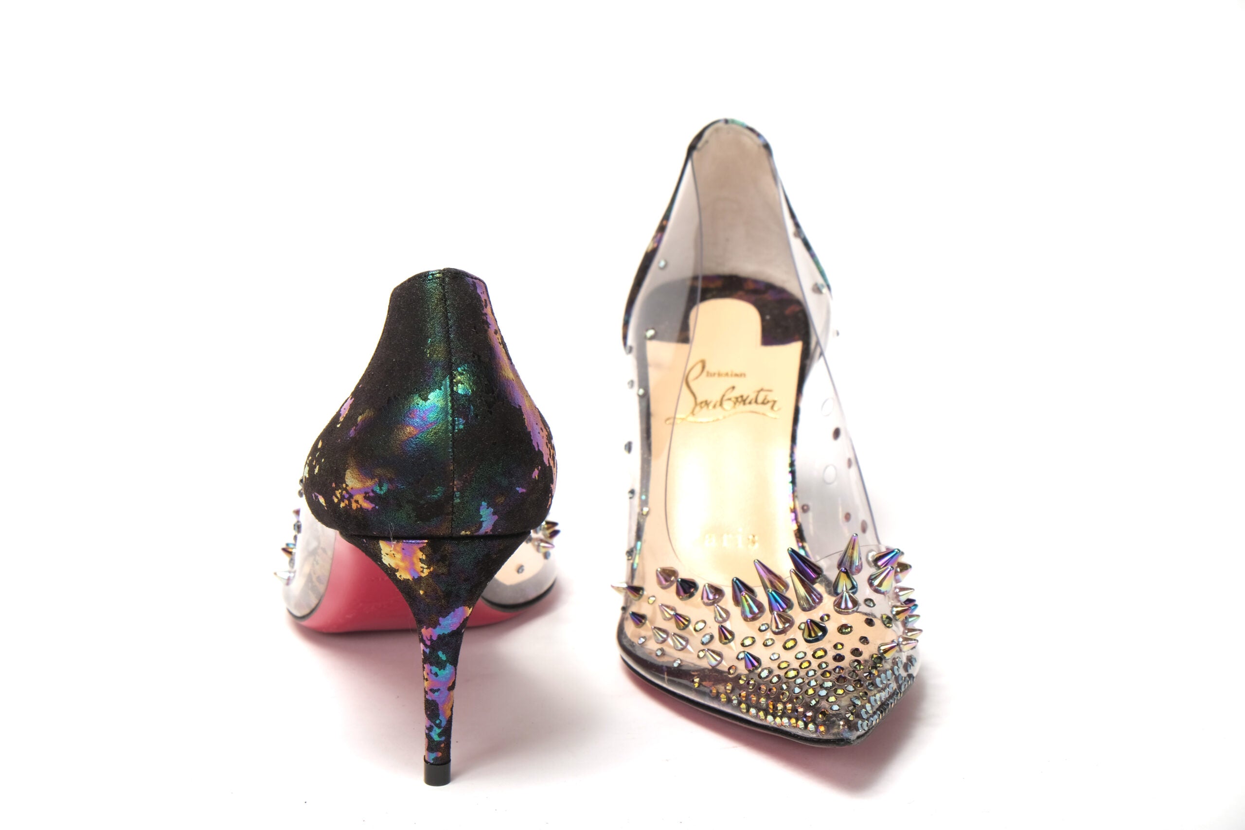 Christian Louboutin Black Pearlescent Heel Pvc Spikes Sandal - DEA STILOSA MILANO