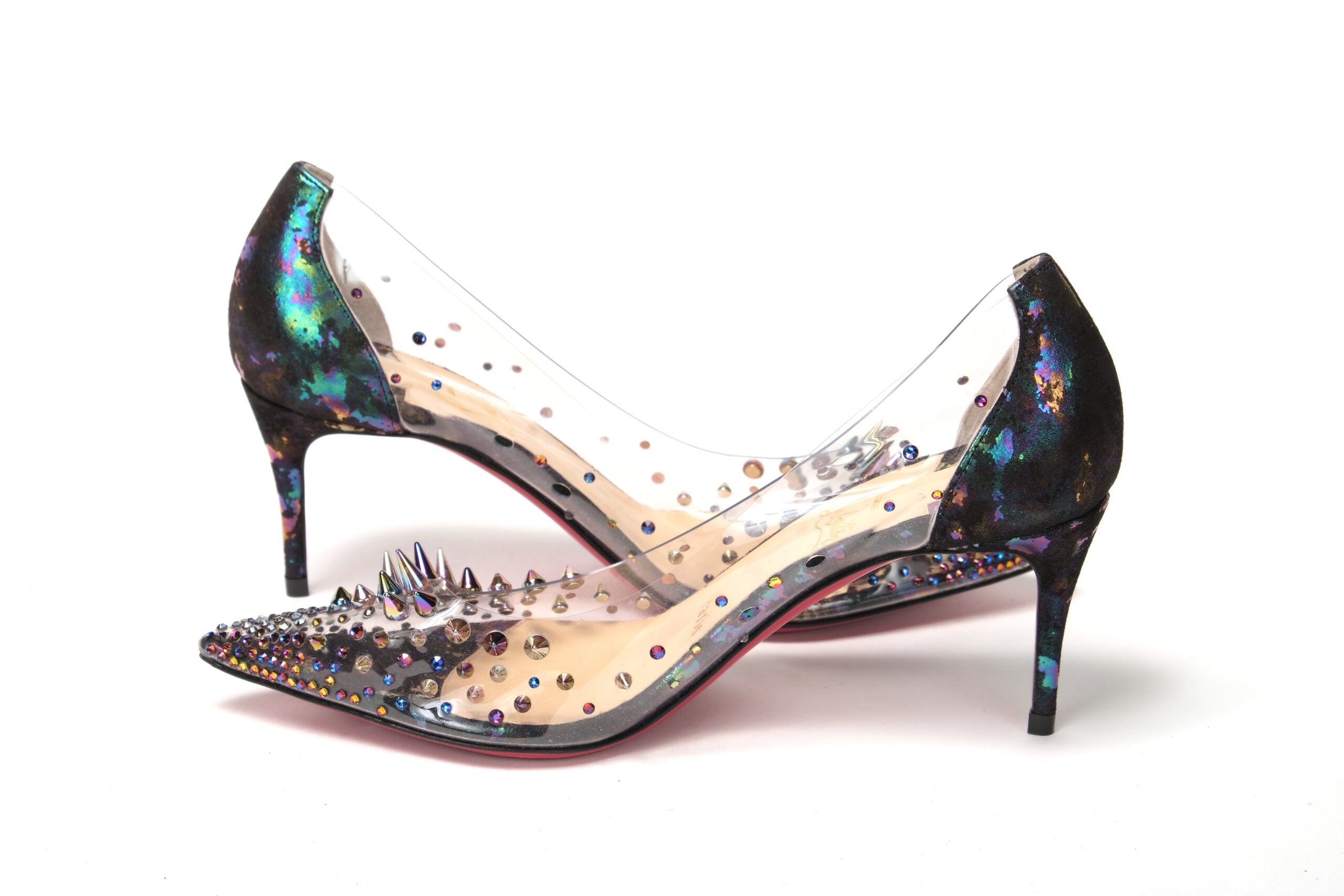Christian Louboutin Black Pearlescent Heel Pvc Spikes Sandal - DEA STILOSA MILANO