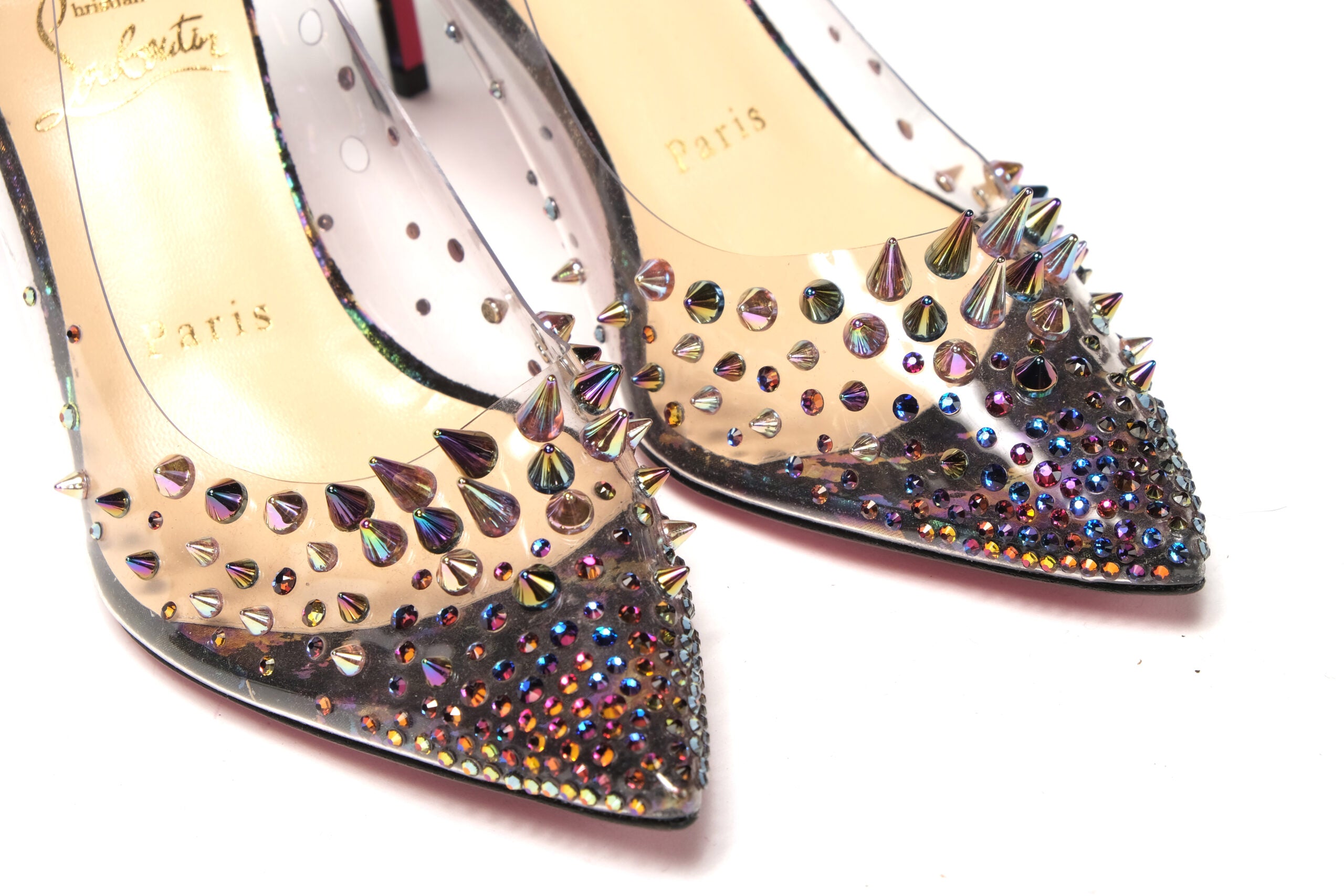 Christian Louboutin Black Pearlescent Heel Pvc Spikes Sandal - DEA STILOSA MILANO