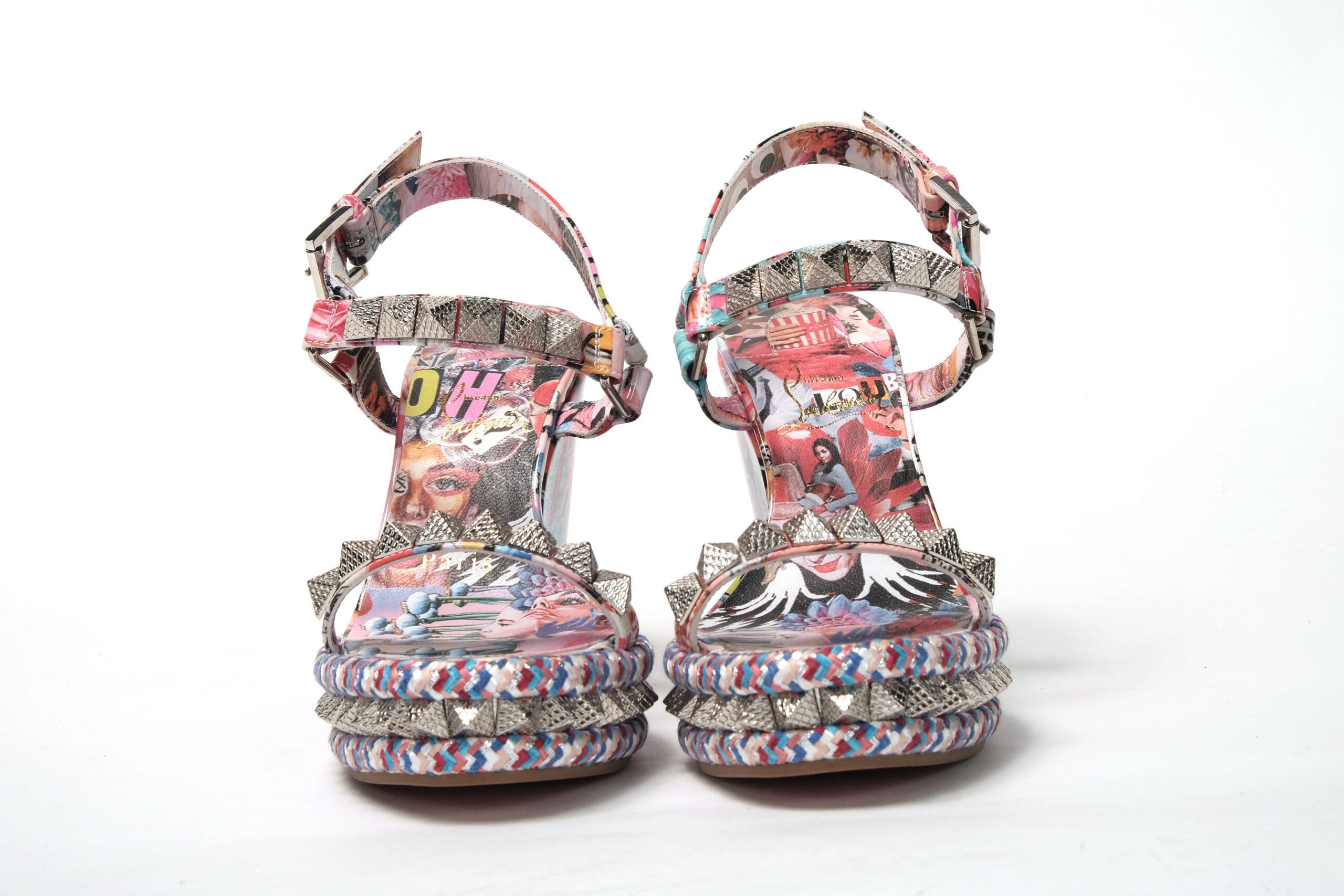 Christian Louboutin Multicolor Pyraclou 110 Patent High Heel Wedge - DEA STILOSA MILANO