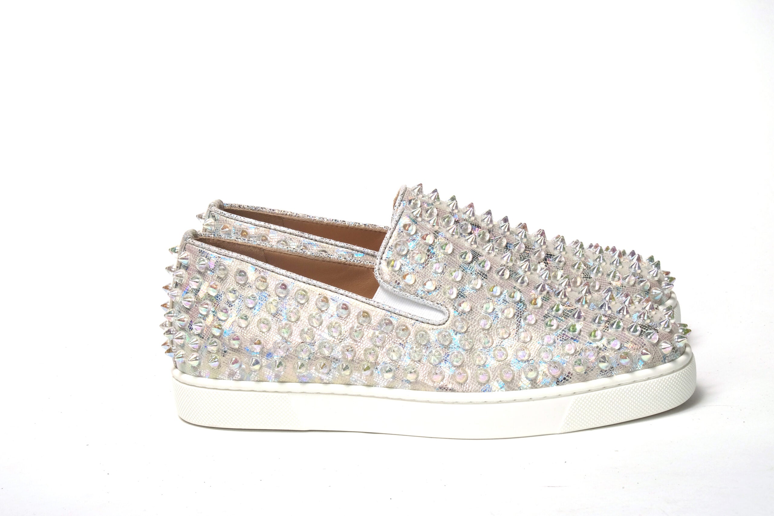Christian Louboutin White Ab/Clear Ab Roller Boat Woman Flat Sneaker - DEA STILOSA MILANO