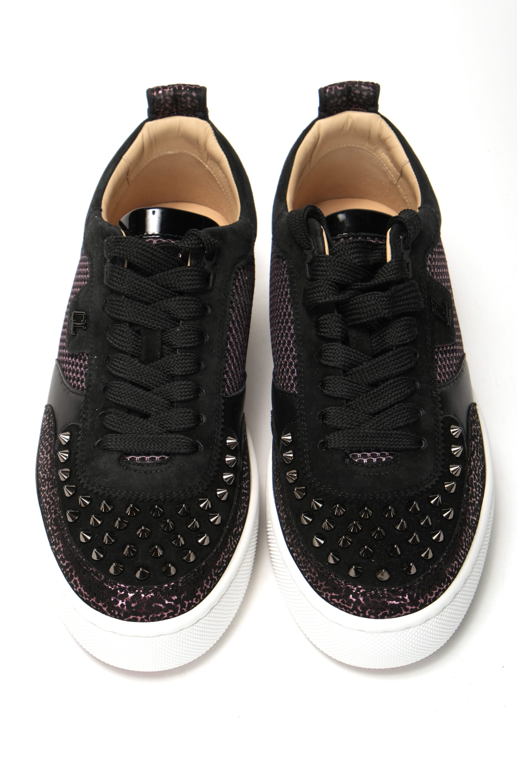 Christian Louboutin Version Black Happy Rui Spikes Flat Shoes - DEA STILOSA MILANO