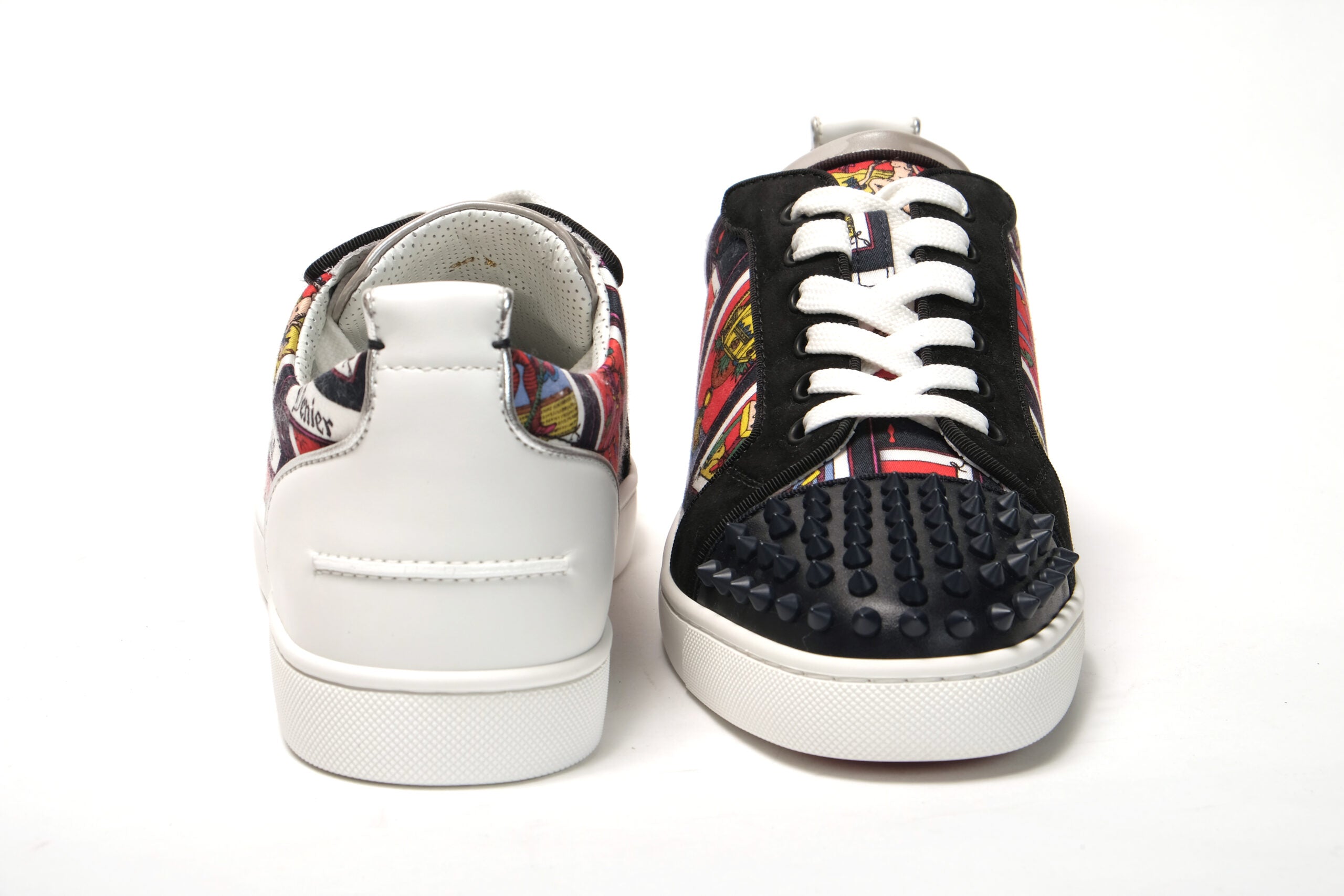 Christian Louboutin Black Multi/Marine Mat Louis Junior Spikes Shoes - DEA STILOSA MILANO