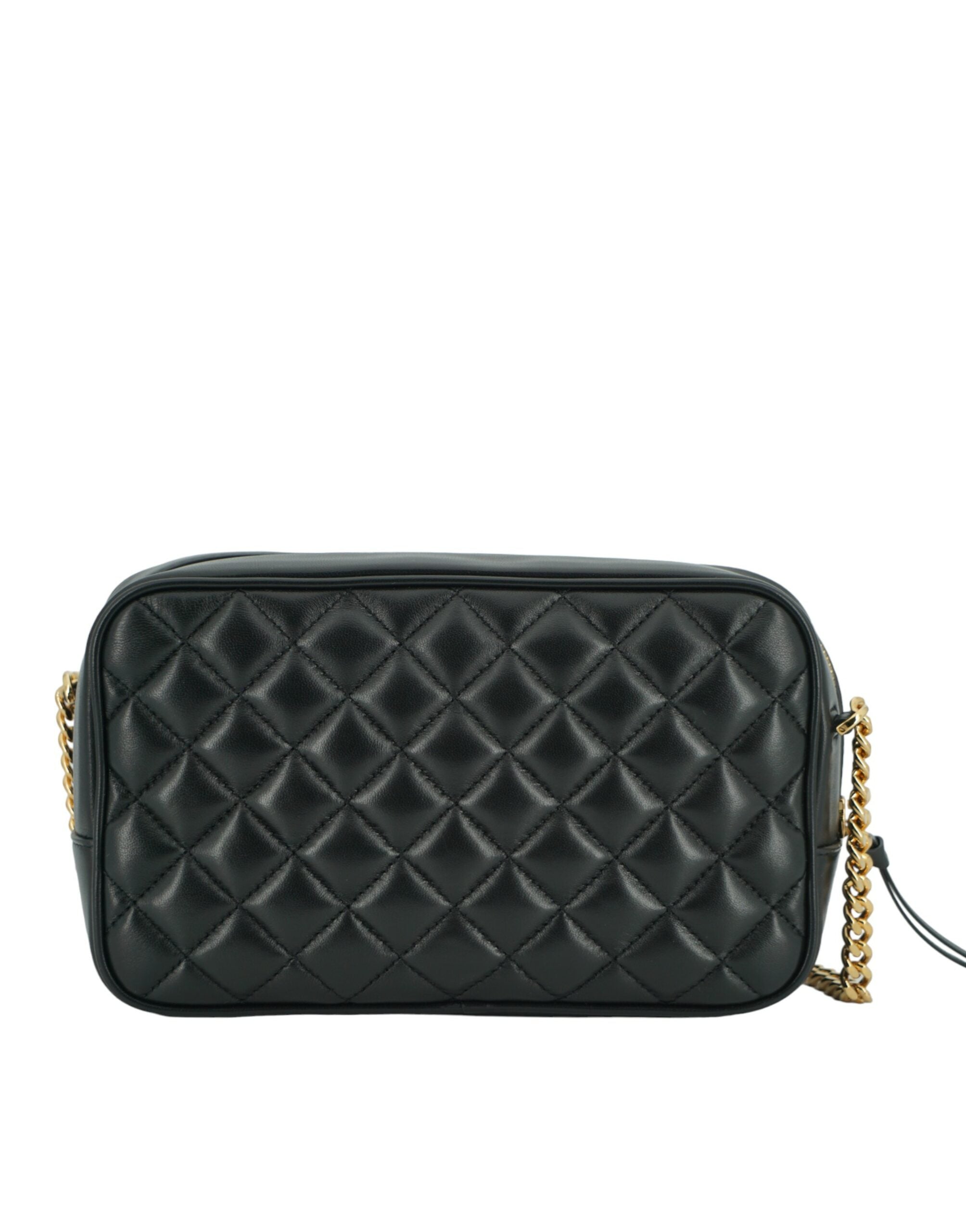 Versace Black Lamb Leather Medium Camera Shoulder Bag - DEA STILOSA MILANO