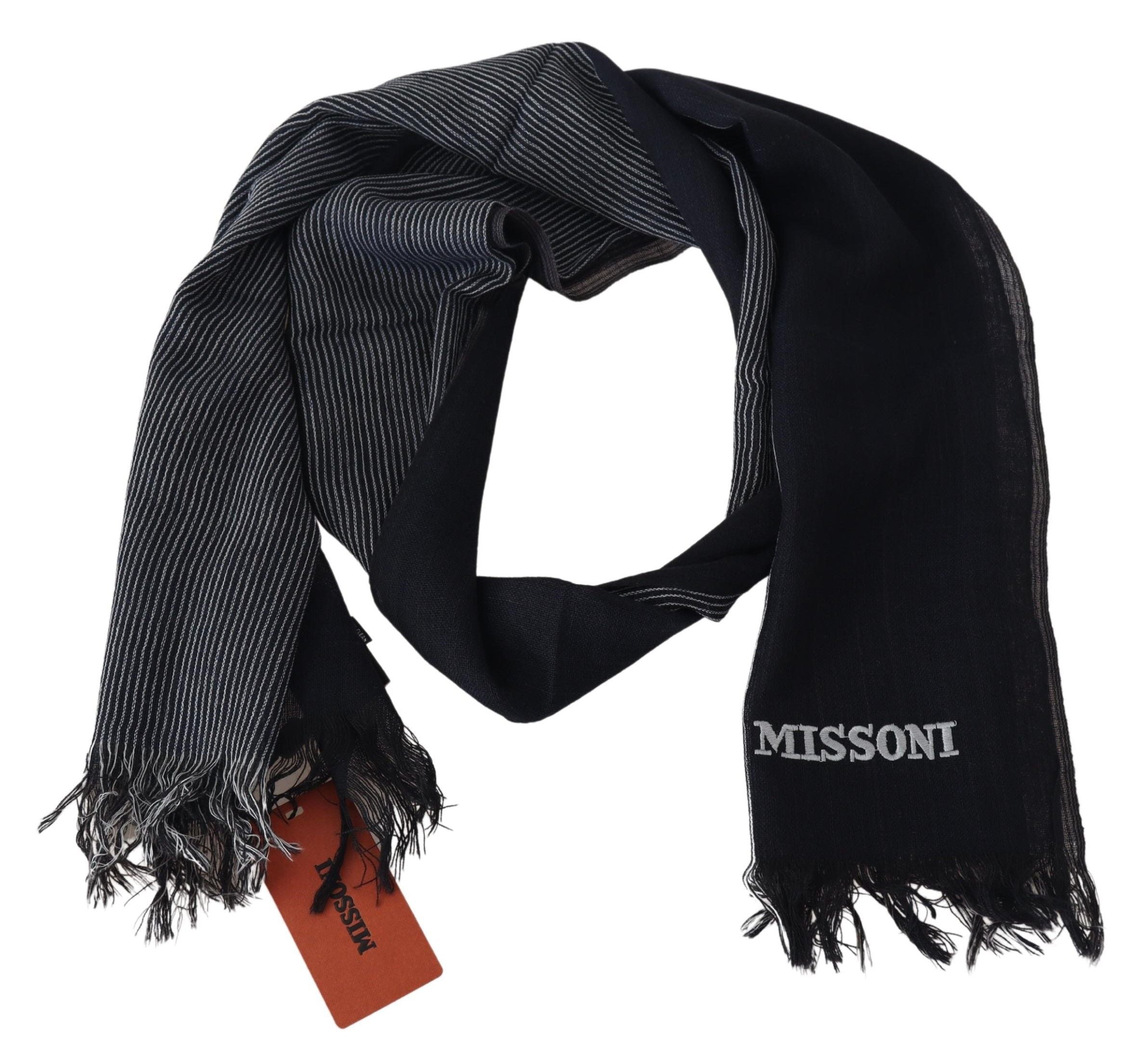 Missoni Black Striped Wool Unisex Neck Wrap Scarf - DEA STILOSA MILANO