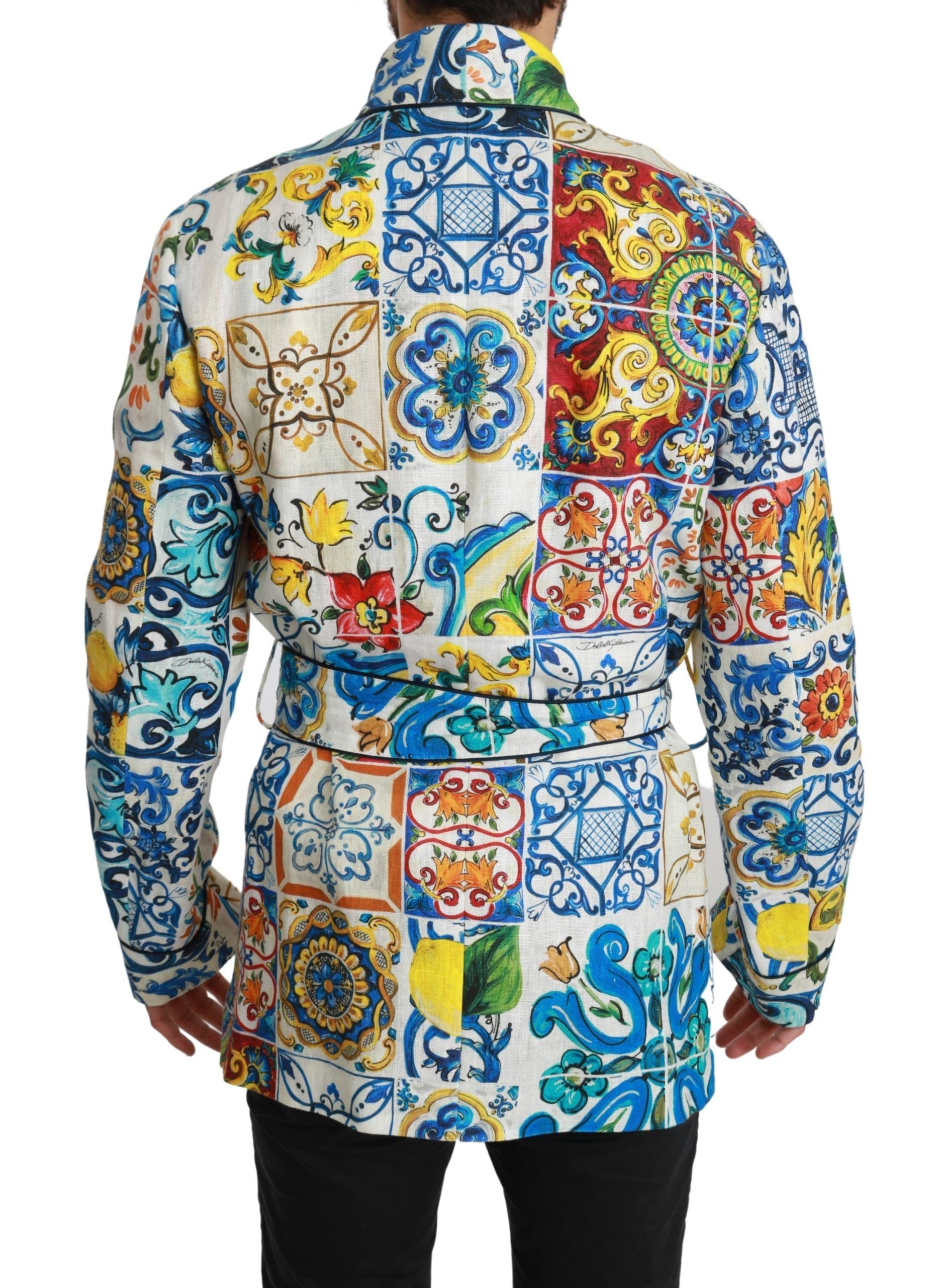 Dolce & Gabbana Majolica Brocade Linen Robe Coat Jacket - DEA STILOSA MILANO