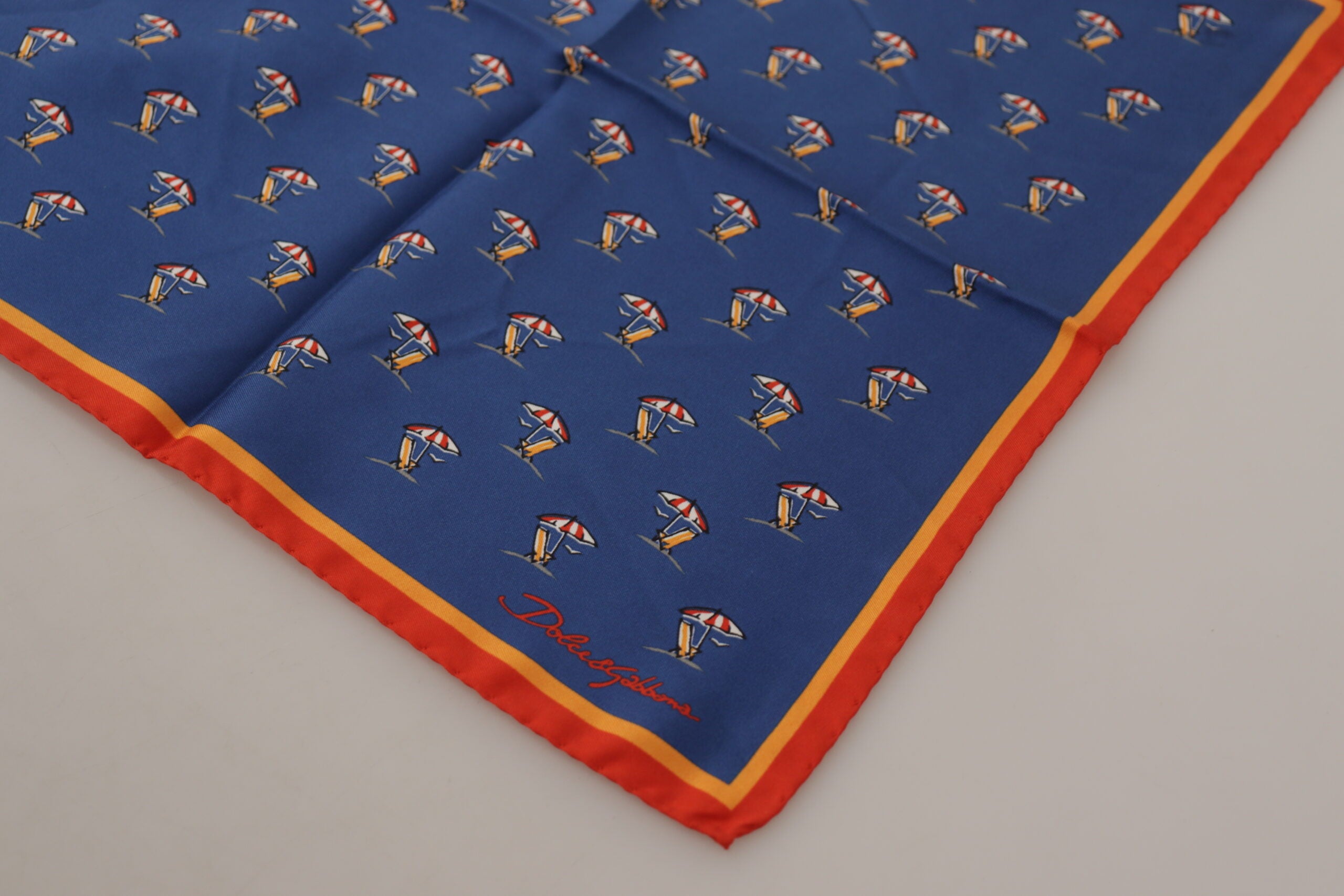 Dolce & Gabbana Blue Printed Square Mens Handkerchief 100% Silk Scarf - DEA STILOSA MILANO