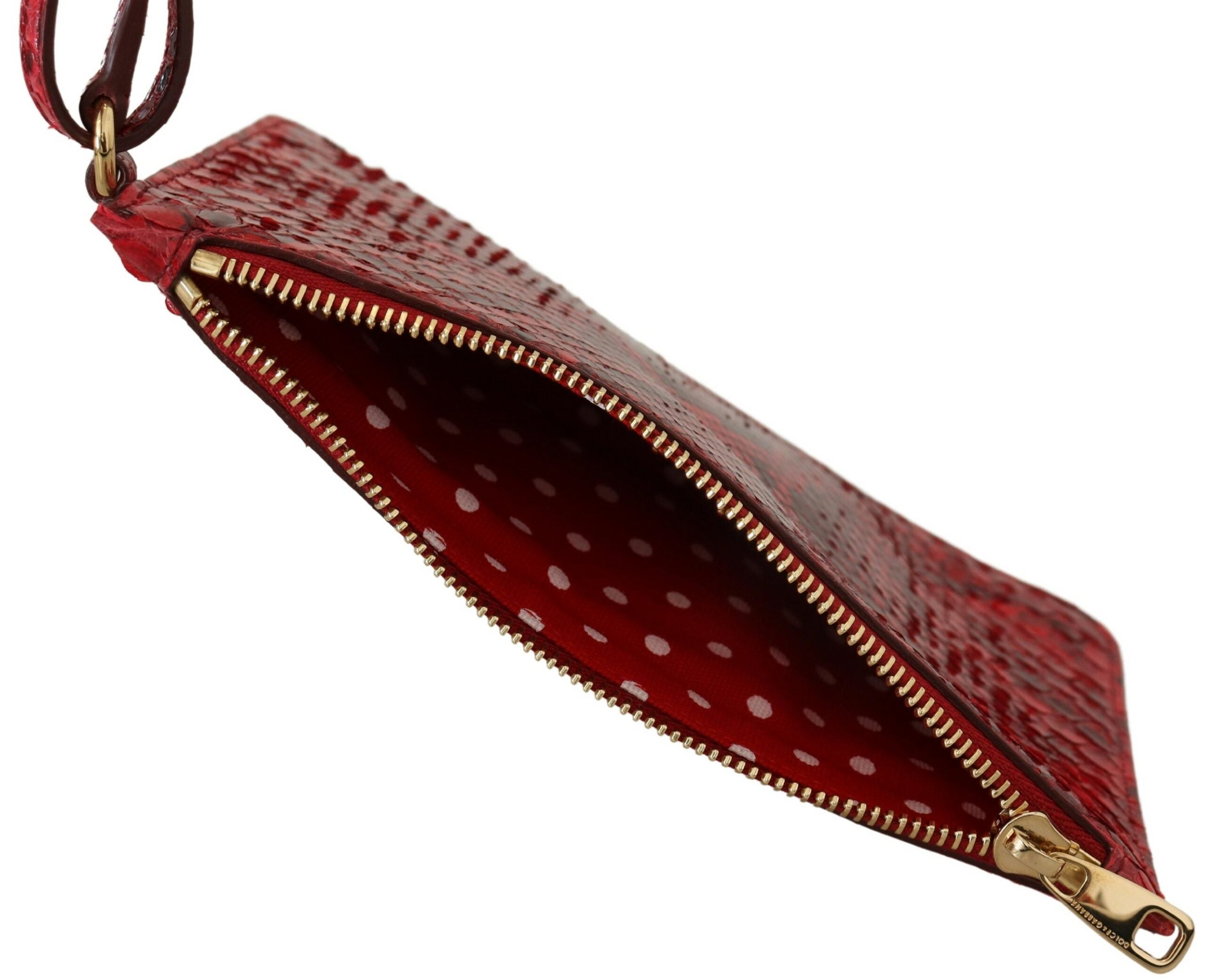 Dolce & Gabbana Red Leather Ayers Clutch Purse Wristlet Hand - DEA STILOSA MILANO