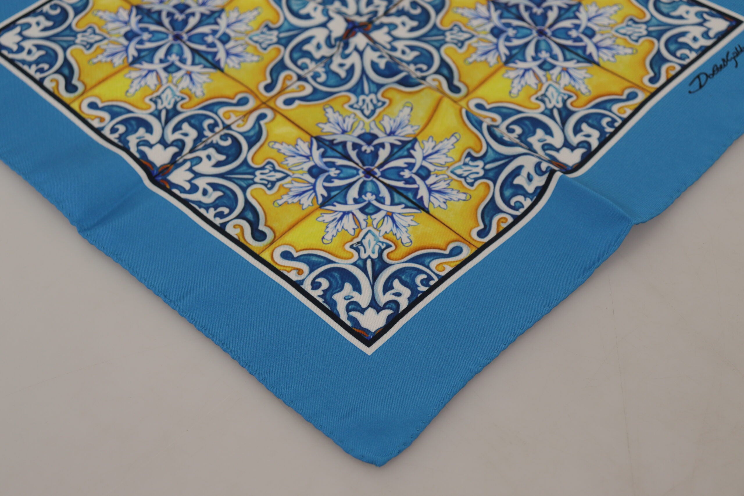 Dolce & Gabbana Blue Majolica Pattern Square Handkerchief Scarf - DEA STILOSA MILANO