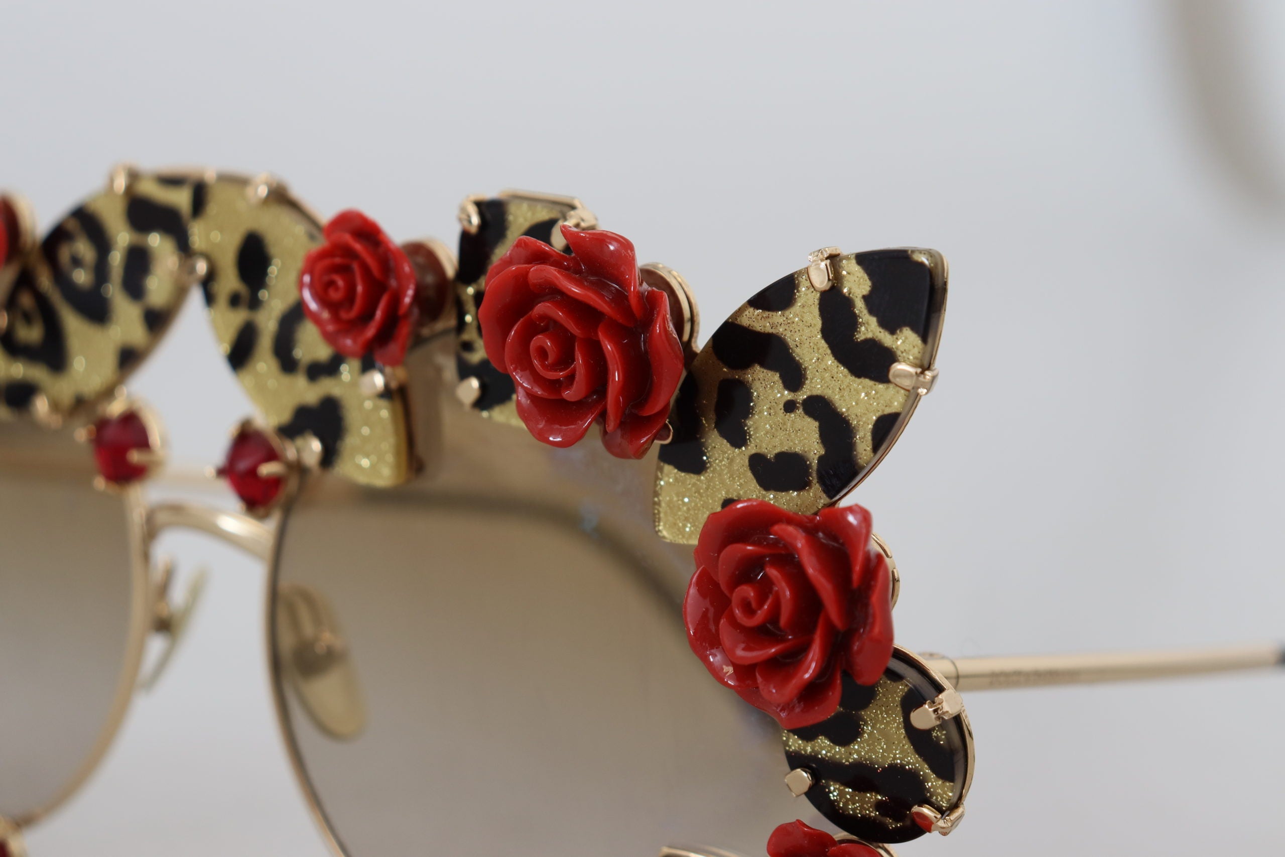 Dolce & Gabbana Gold Metal Frame Roses Embellished DG2207B Sunglasses - DEA STILOSA MILANO
