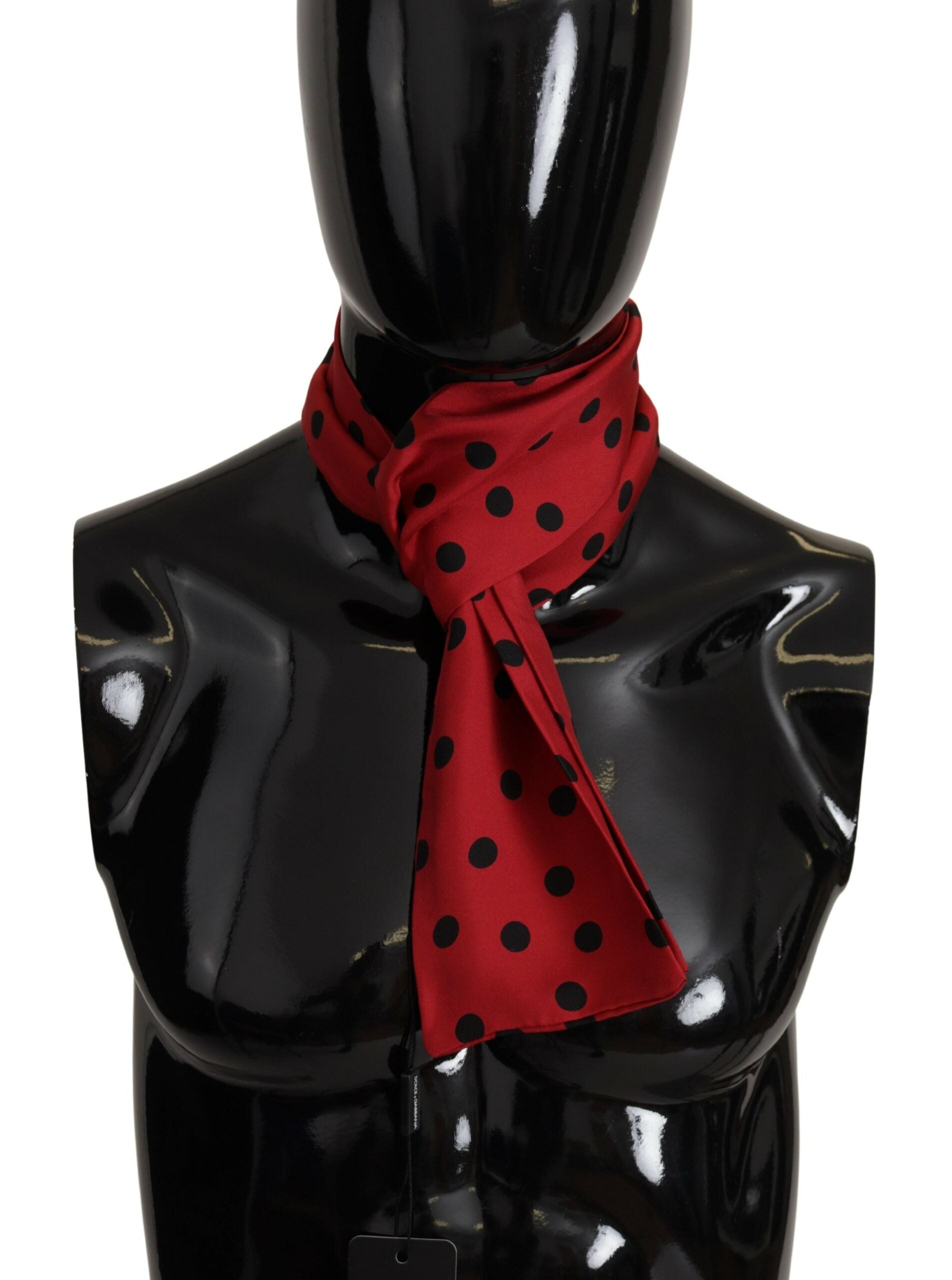 Dolce & Gabbana Red Polka Dot Silk Shawl Neck Wrap Scarf - DEA STILOSA MILANO