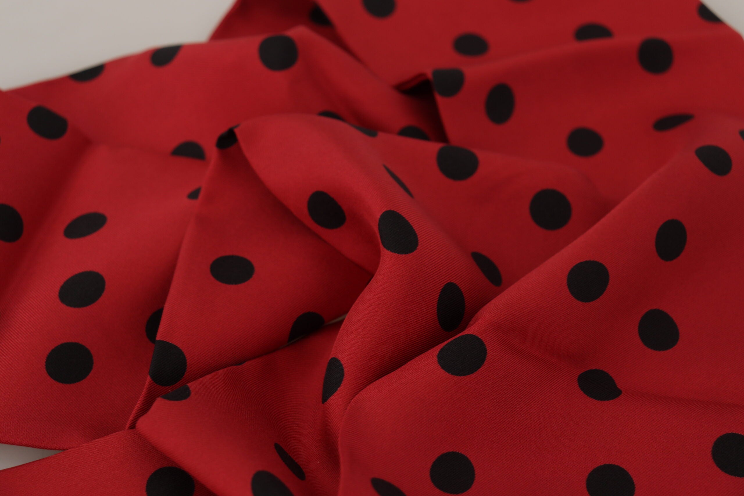 Dolce & Gabbana Red Polka Dot Silk Shawl Neck Wrap Scarf - DEA STILOSA MILANO