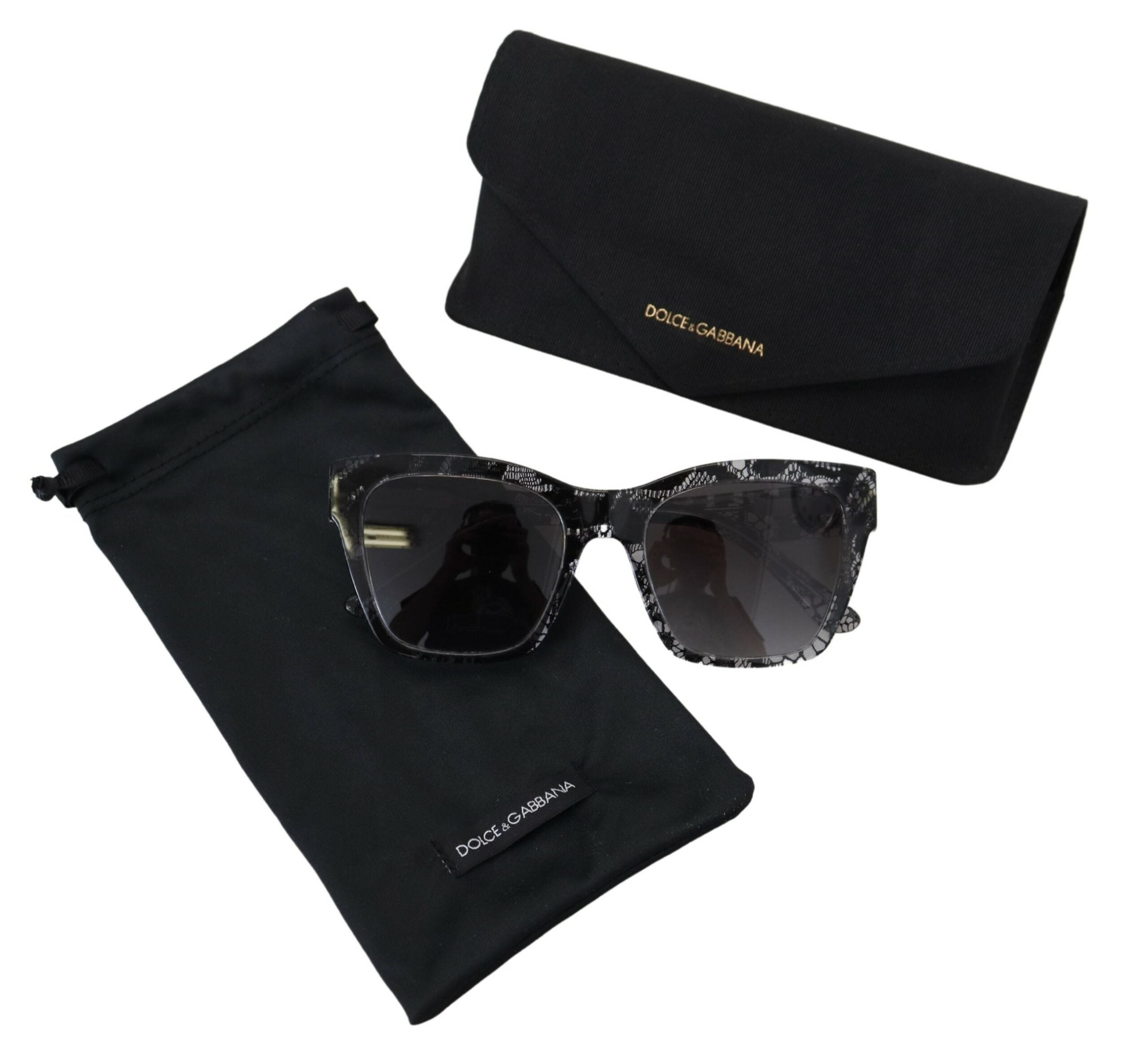 Dolce & Gabbana Black DG4384 Lace Square Acetate Full Rim Sunglasses - DEA STILOSA MILANO