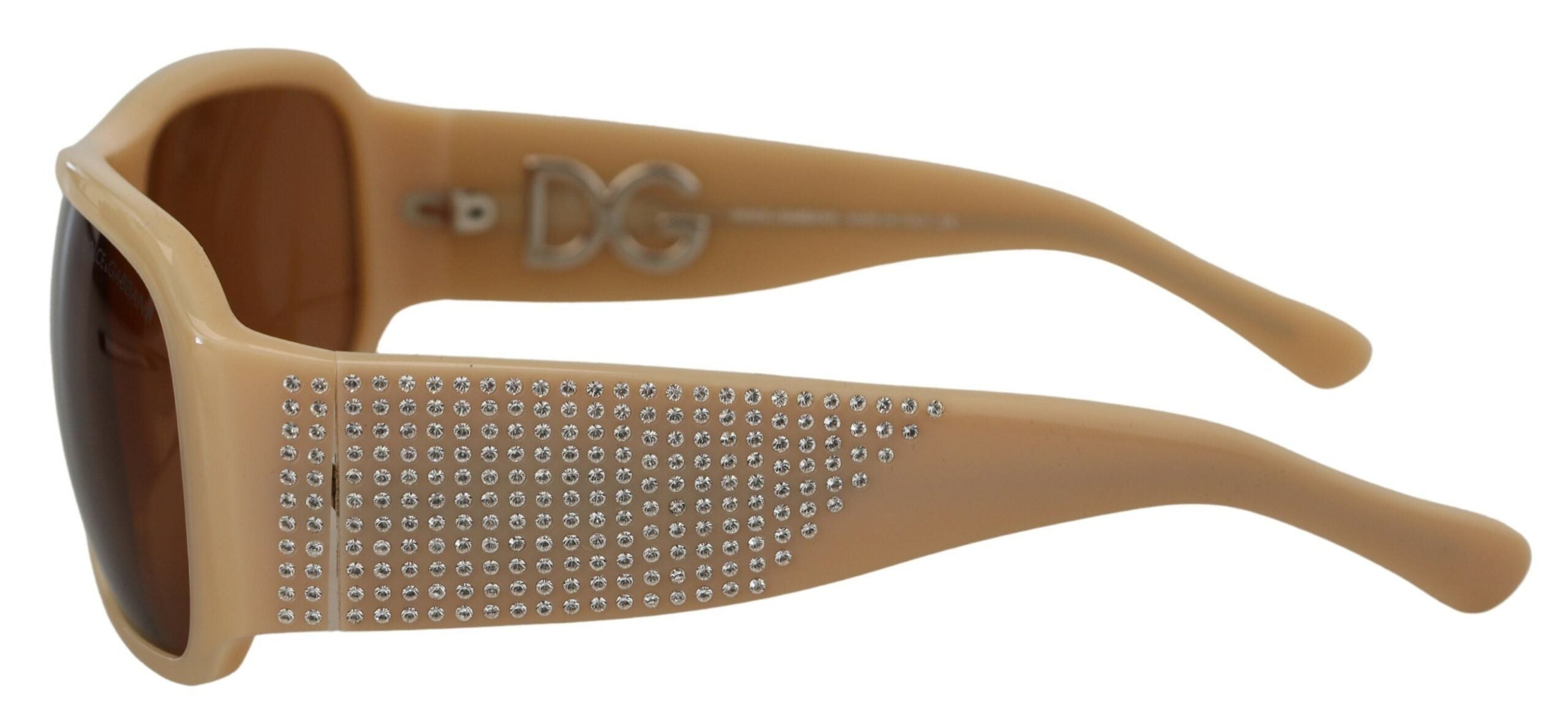 Dolce & Gabbana Cream DG4027B Swarovski Stones Brown Lens Sunglasses - DEA STILOSA MILANO