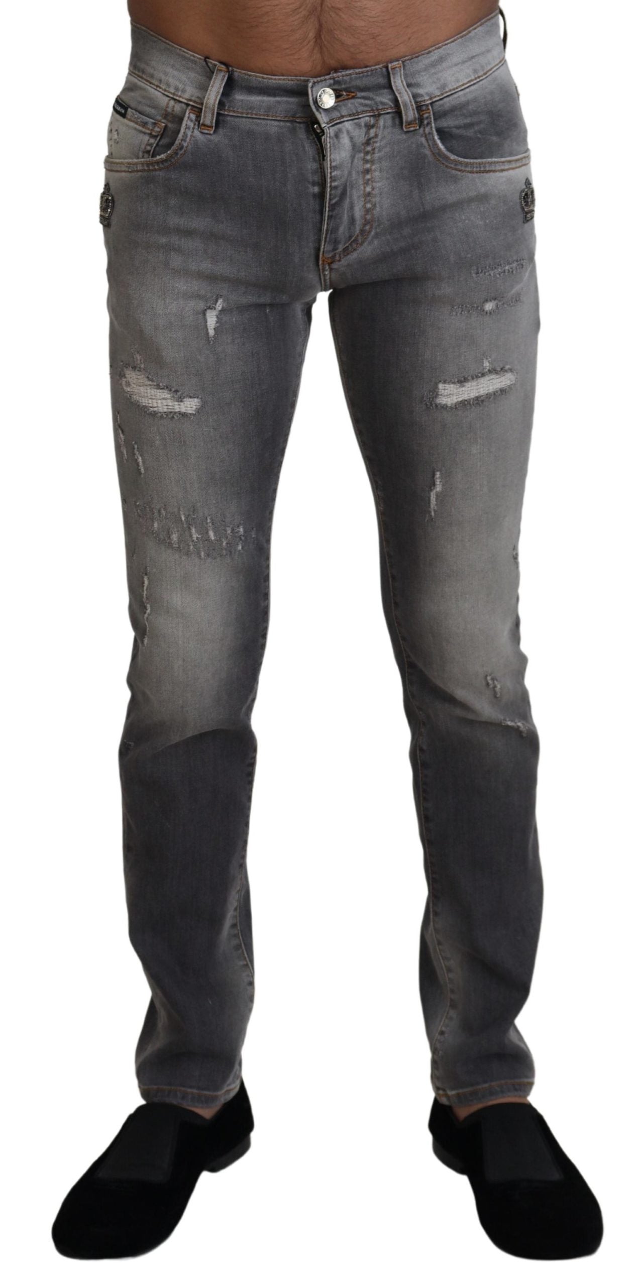 Dolce & Gabbana Gray Washed Cotton Skinny Denim Jeans - DEA STILOSA MILANO