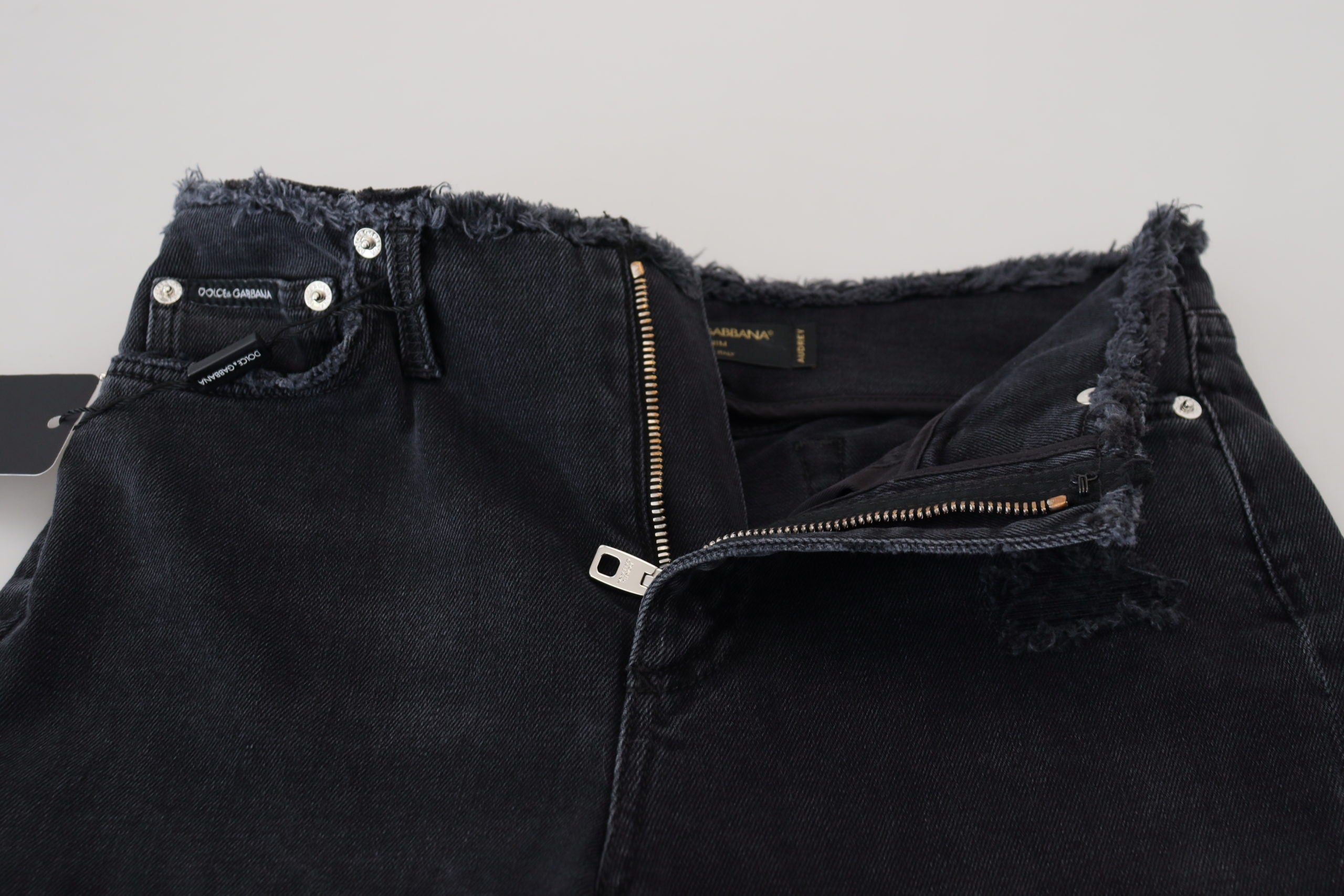Dolce & Gabbana Black Cotton Skinny High Waist Denim Jeans - DEA STILOSA MILANO