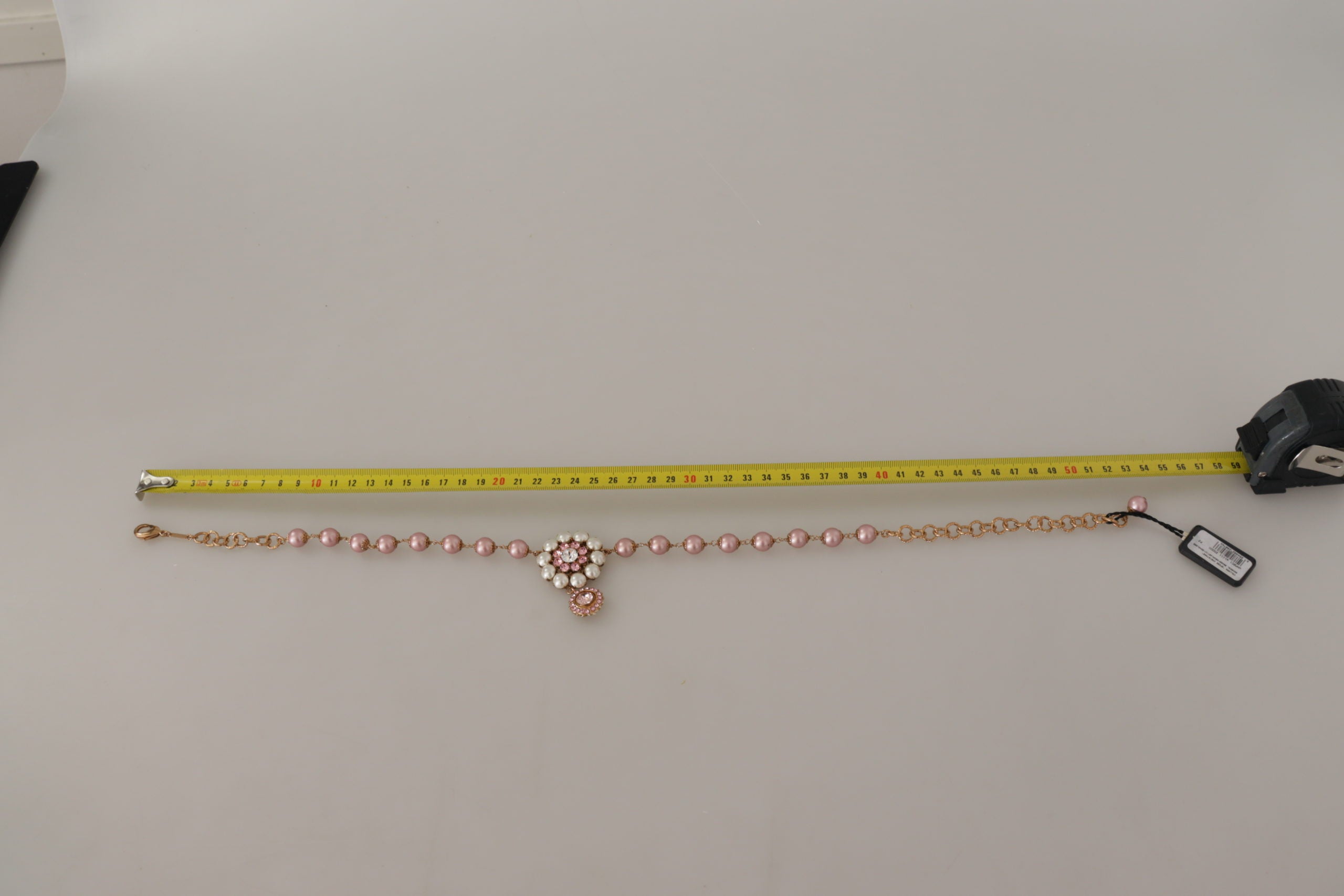 Dolce & Gabbana Gold Brass Crystal Pink Faux Pearl Pendants Necklace - DEA STILOSA MILANO