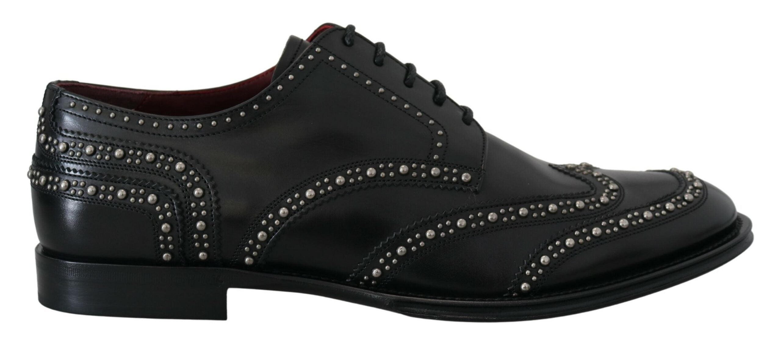 Dolce & Gabbana Black Leather Derby Dress Studded Shoes - DEA STILOSA MILANO