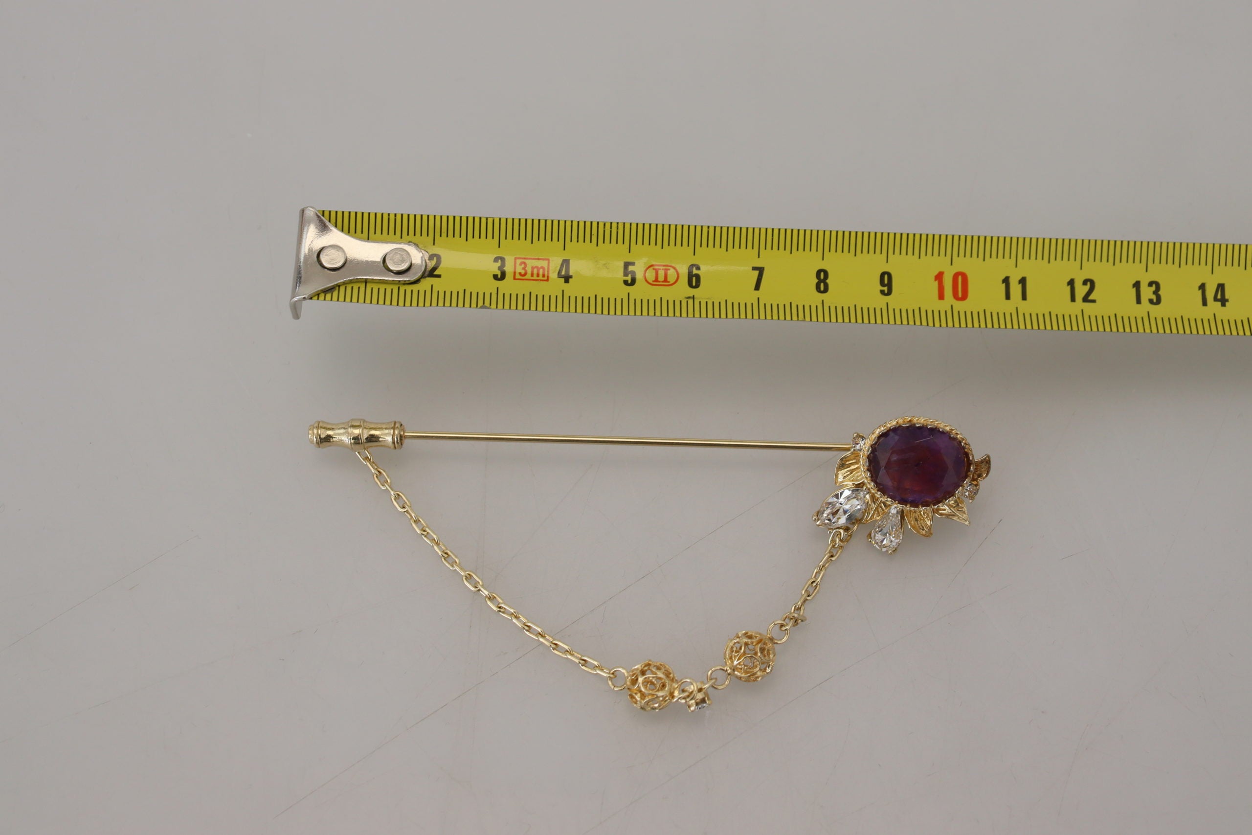 Dolce & Gabbana Gold Tone 925 Sterling Silver Crystal Chain Pin Brooch - DEA STILOSA MILANO
