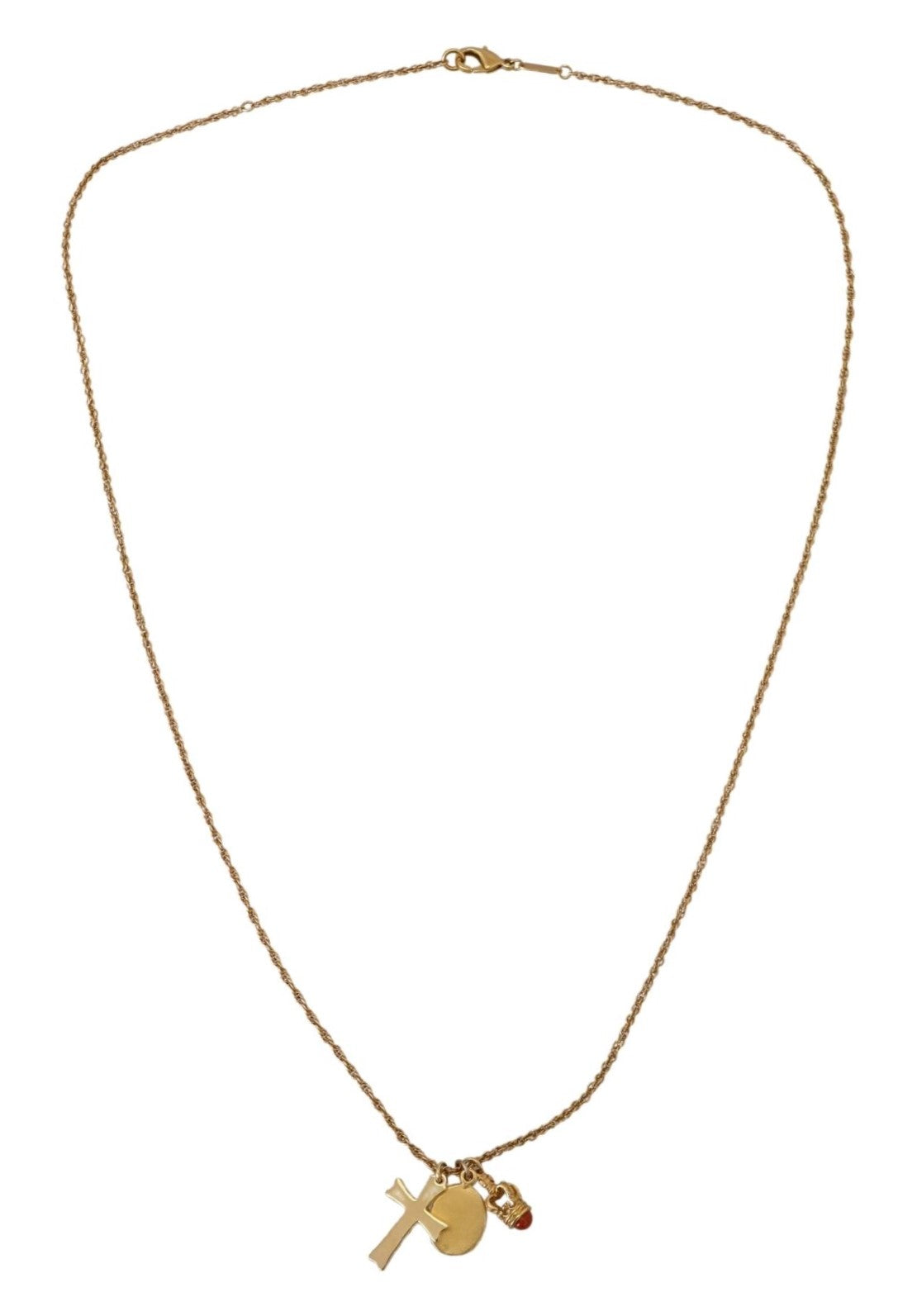 Dolce & Gabbana Gold Brass Chain Religious Cross Pendant Charm Necklace - DEA STILOSA MILANO