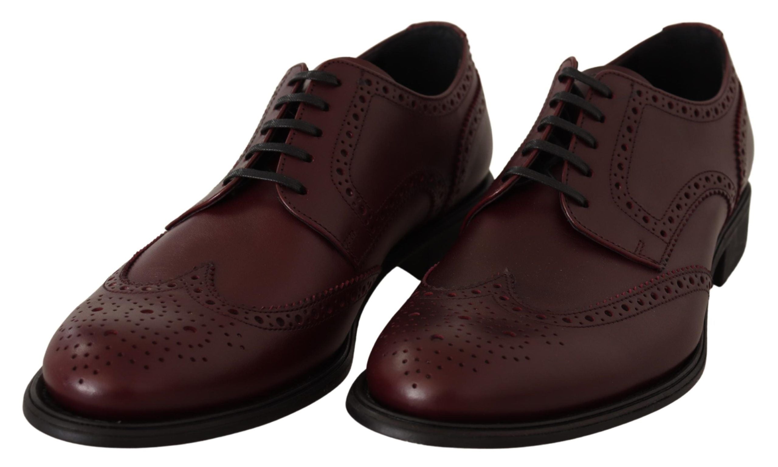 Dolce & Gabbana Bordeaux Leather Oxford Wingtip Formal Shoes - DEA STILOSA MILANO
