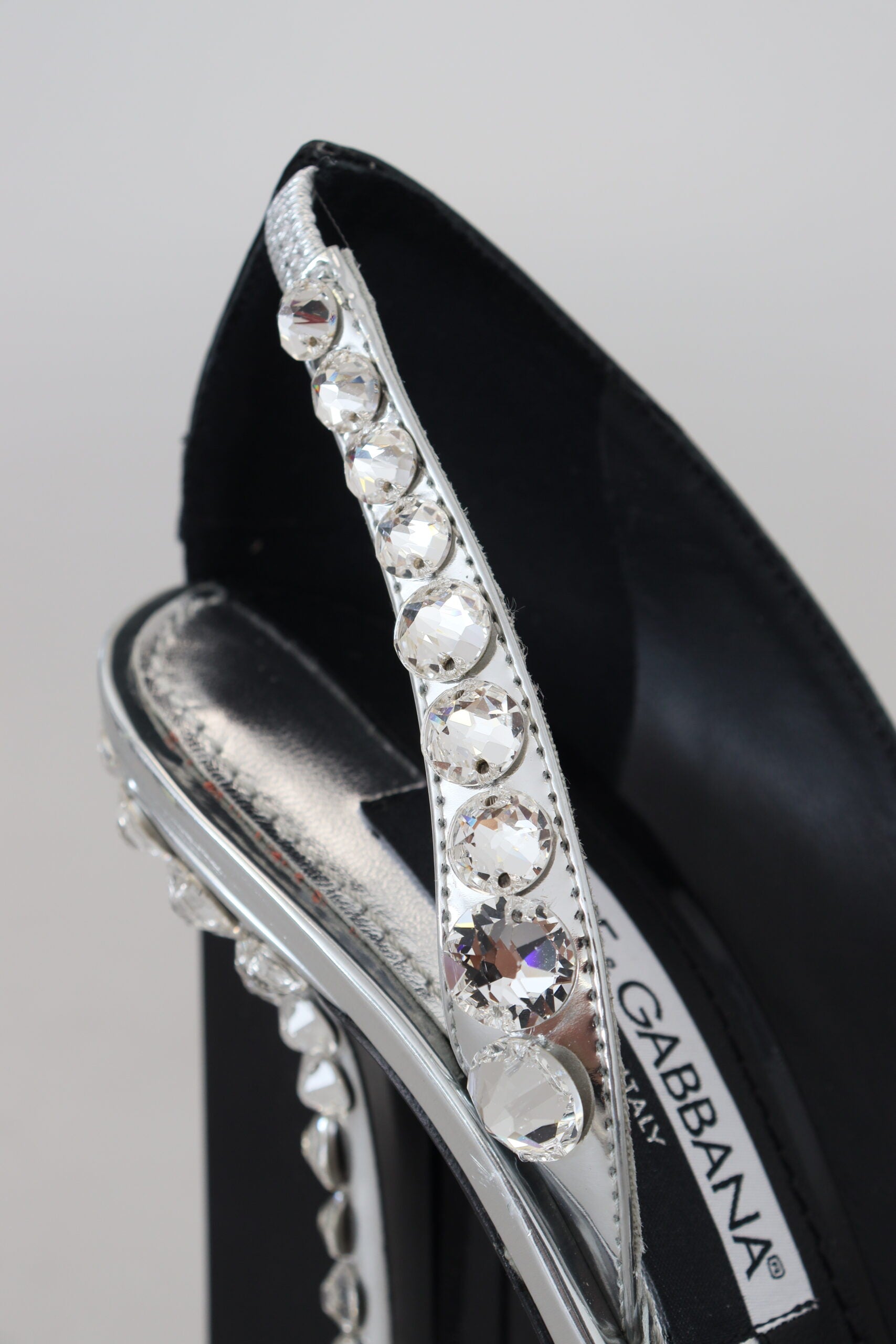 Dolce & Gabbana Black Silver Crystal Double Design High Heels Shoes - DEA STILOSA MILANO