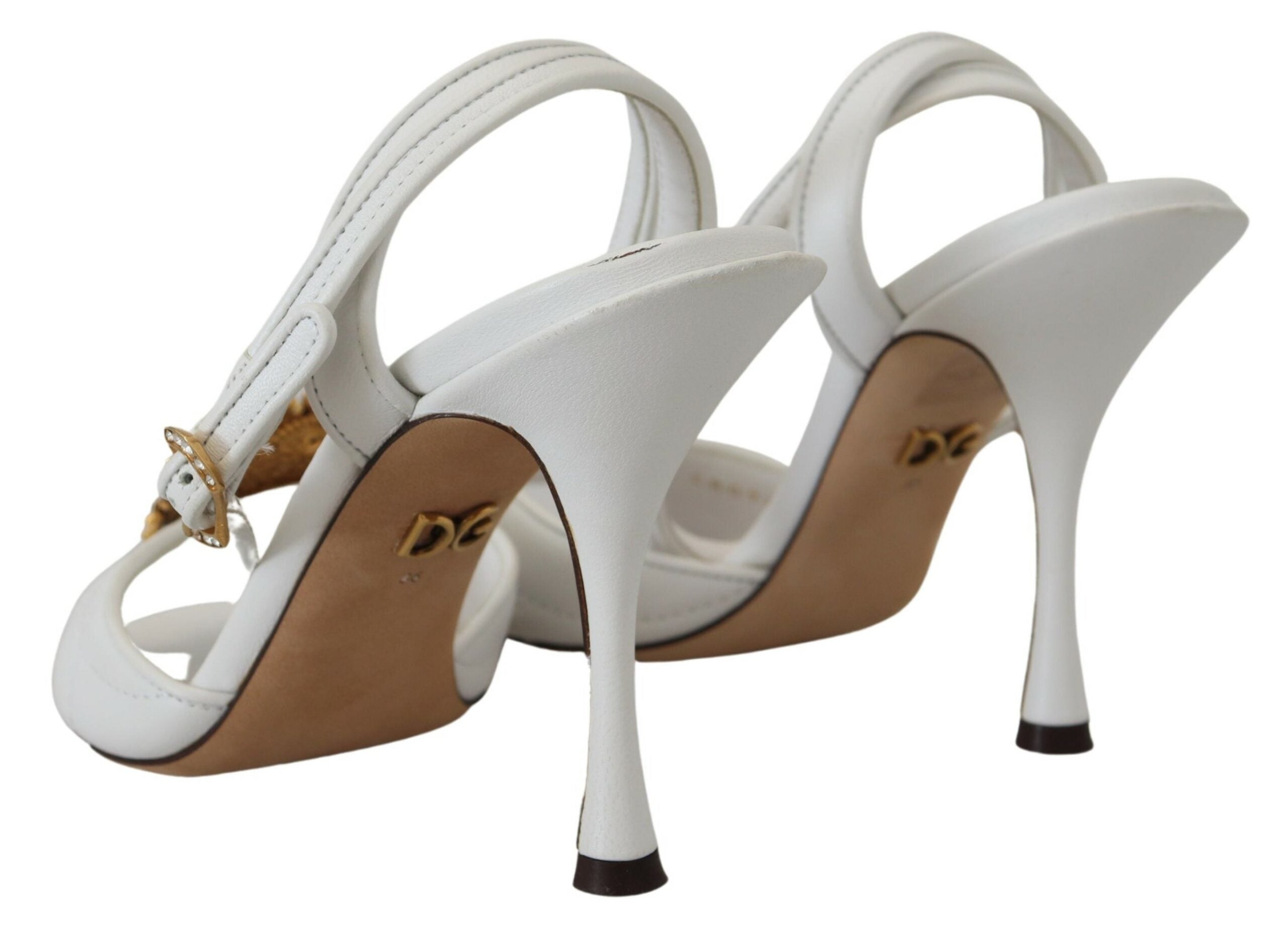 Dolce & Gabbana White Devotion Embellished Sandals Shoes - DEA STILOSA MILANO