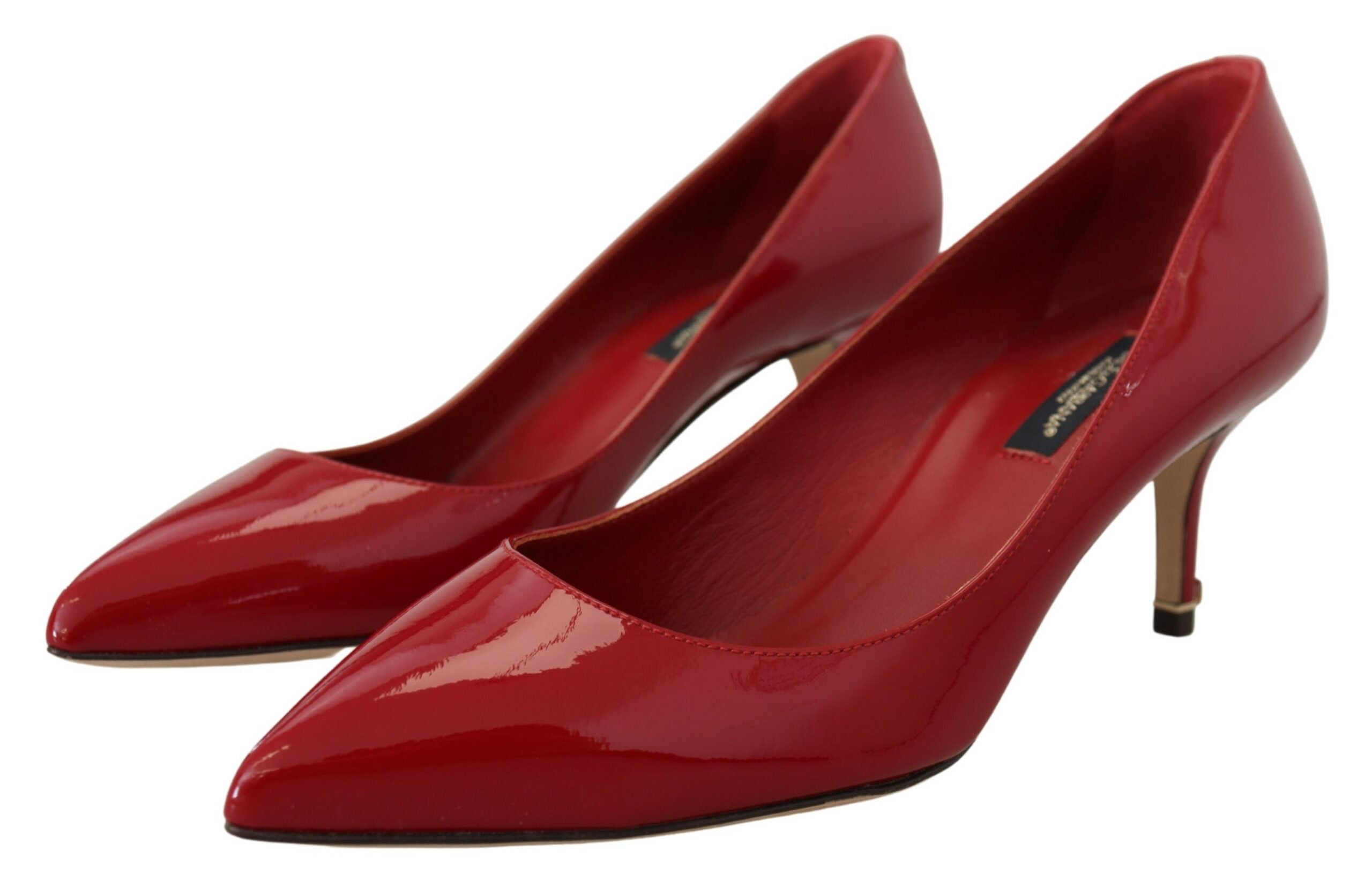 Dolce & Gabbana Red Patent Leather Kitten Heels Pumps Shoes - DEA STILOSA MILANO