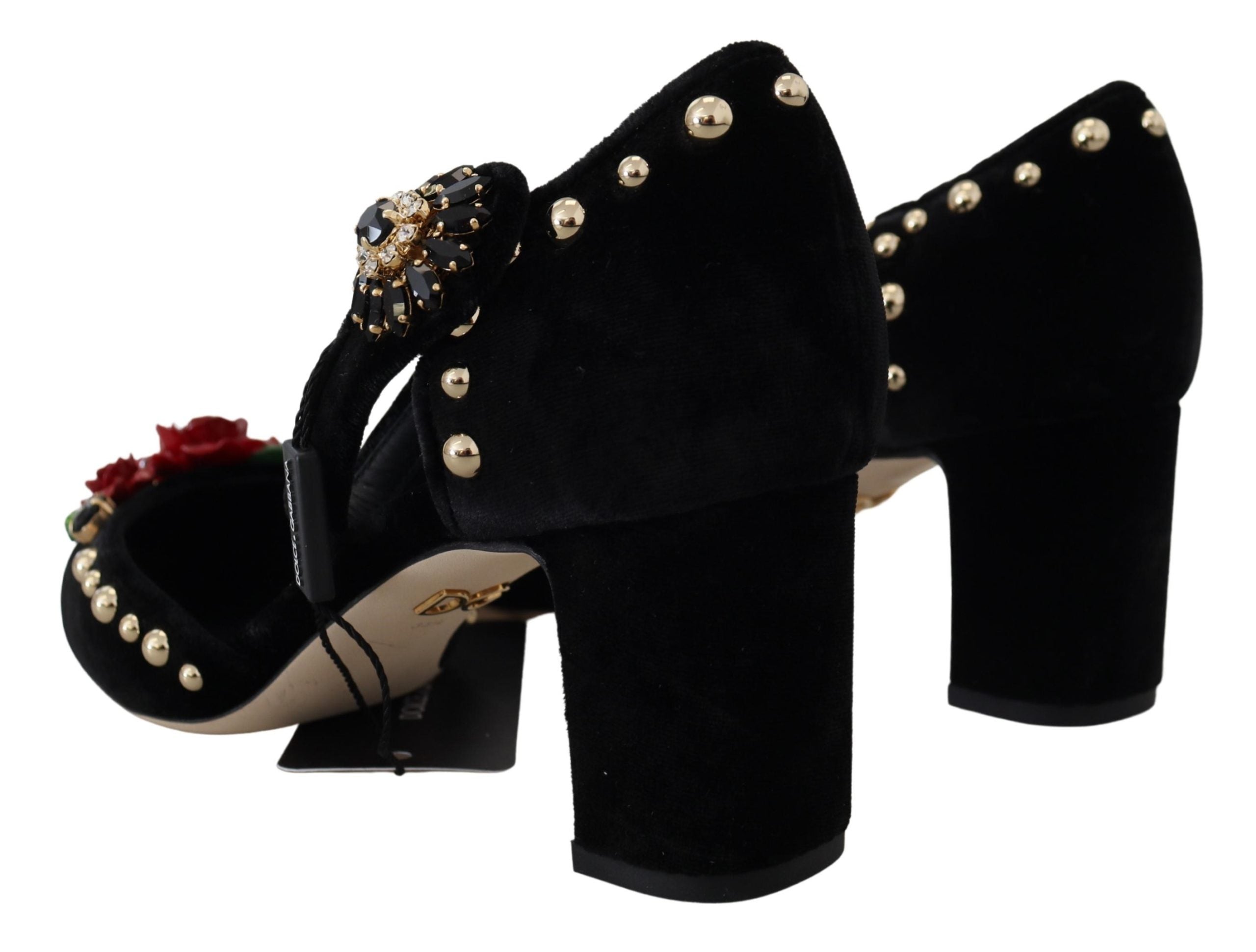 Dolce & Gabbana Black Pearl Crystal Vally Heels Sandals Shoes - DEA STILOSA MILANO