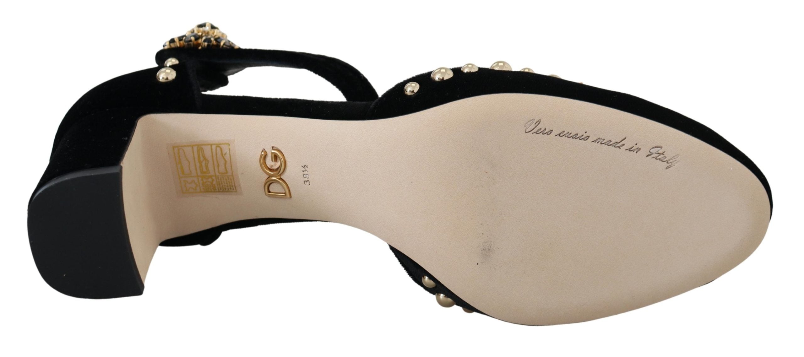 Dolce & Gabbana Black Pearl Crystal Vally Heels Sandals Shoes - DEA STILOSA MILANO