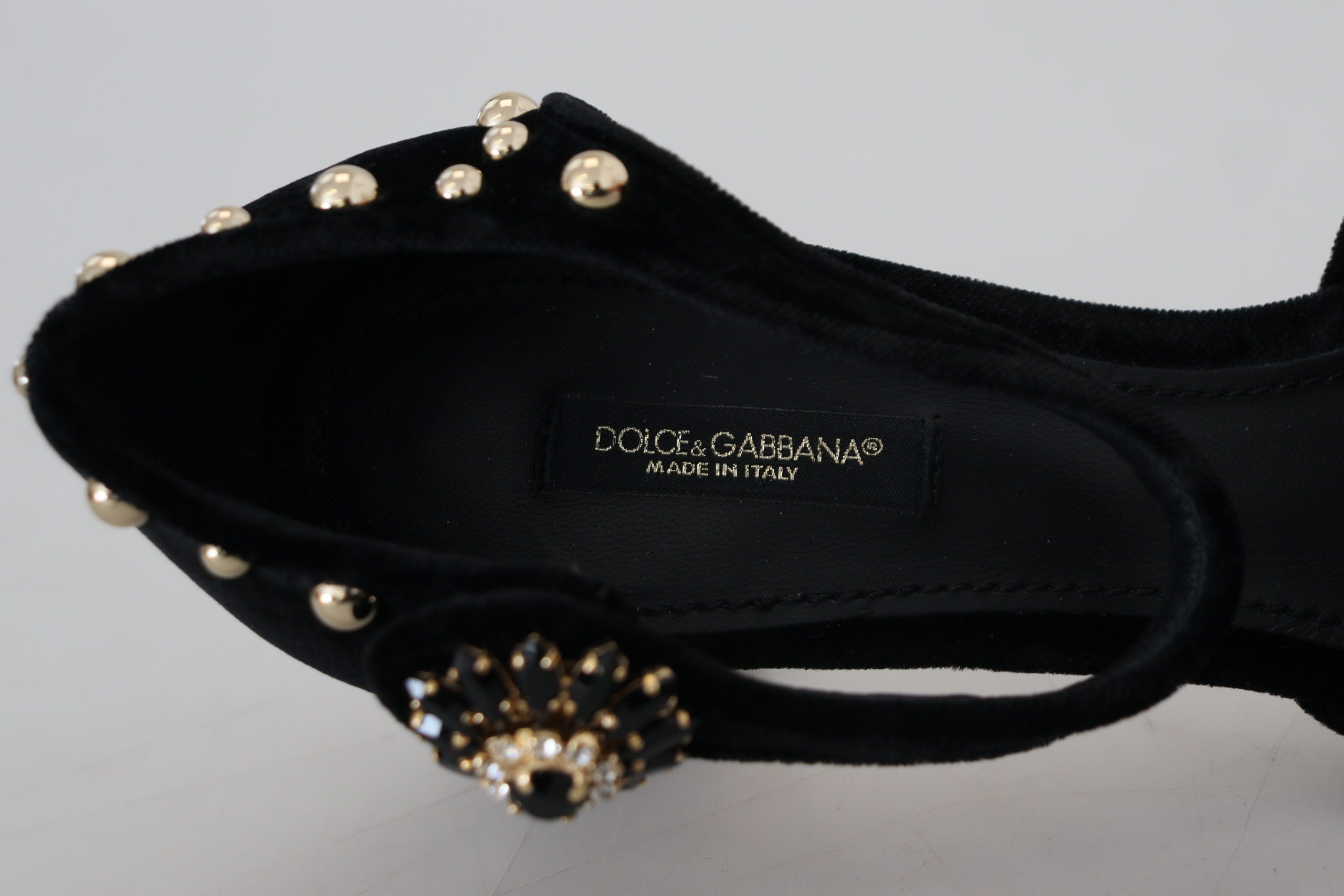 Dolce & Gabbana Black Pearl Crystal Vally Heels Sandals Shoes - DEA STILOSA MILANO
