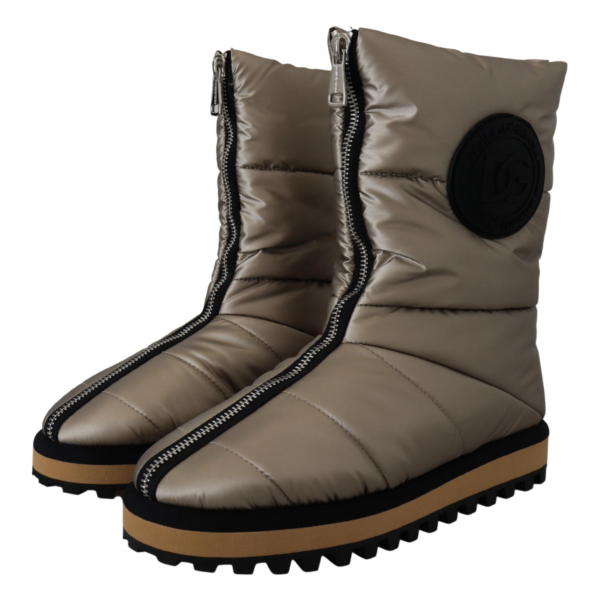 Dolce & Gabbana Silver Padded Mid Calf Winter Shoes  Boots - DEA STILOSA MILANO