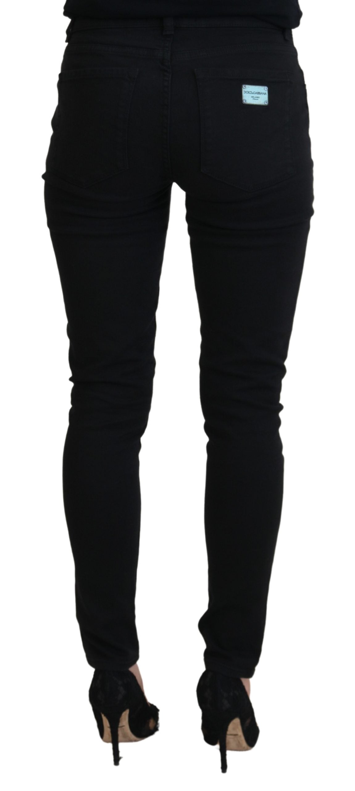 Dolce & Gabbana Black Cotton Skinny Women Denim Jeans - DEA STILOSA MILANO