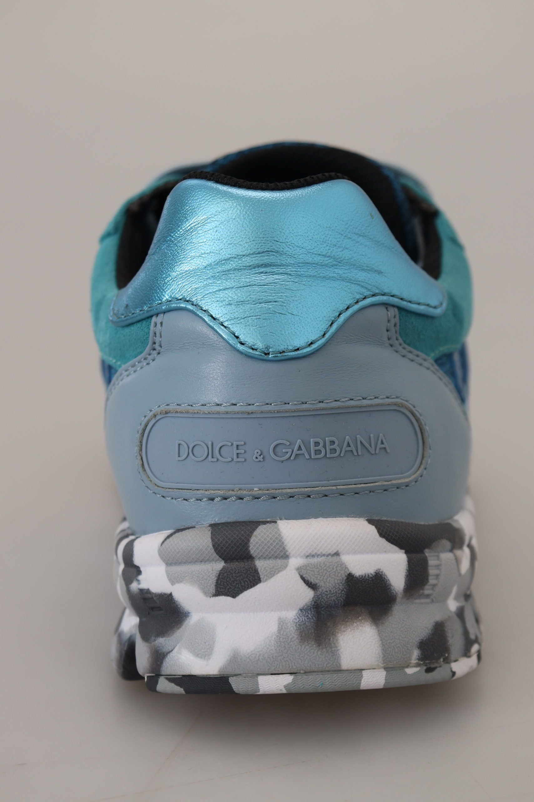Dolce & Gabbana Blue Gray Leather Sport Low Top Sneakers - DEA STILOSA MILANO