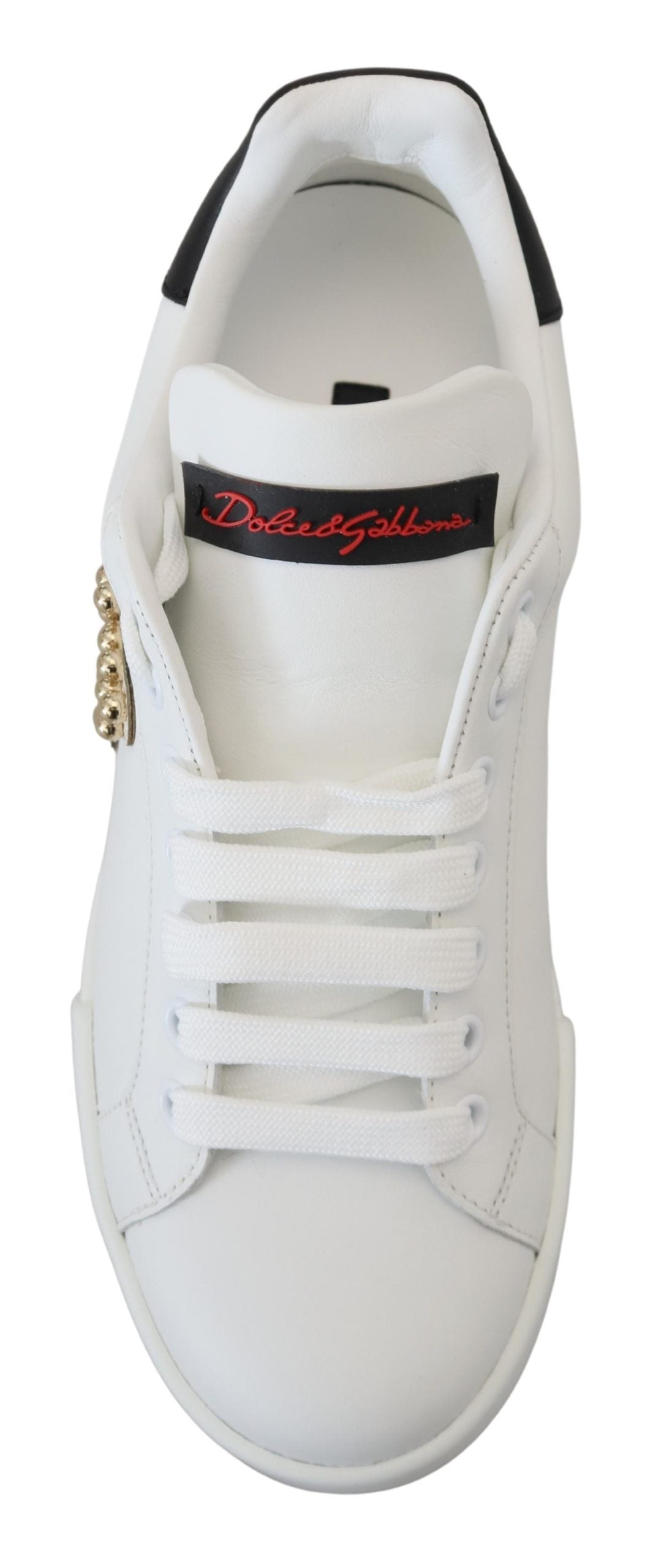 Dolce & Gabbana White Logo Patch Embellished Sneakers Shoes - DEA STILOSA MILANO