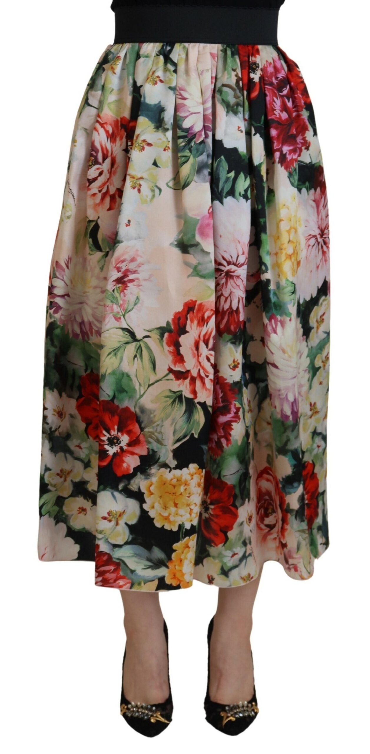 Dolce & Gabbana Multicolor Floral Silk High Waist Aline Skirt - DEA STILOSA MILANO