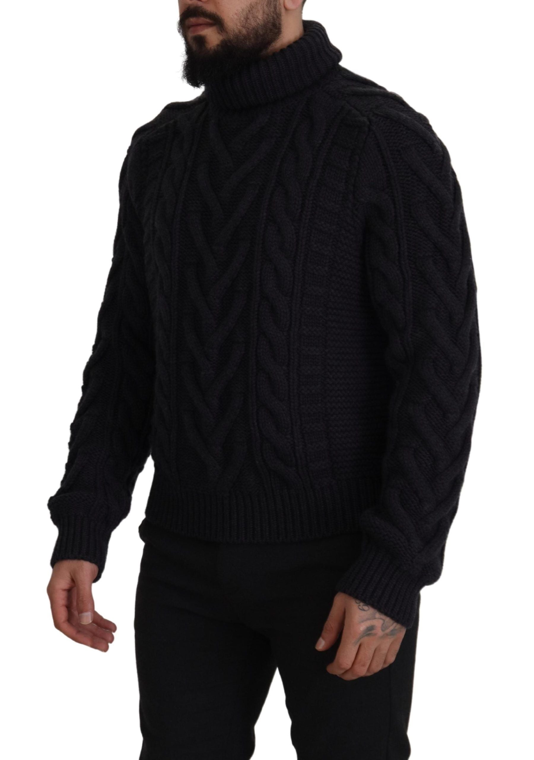 Dolce & Gabbana Black Wool Knit Turtleneck Pullover Sweater - DEA STILOSA MILANO