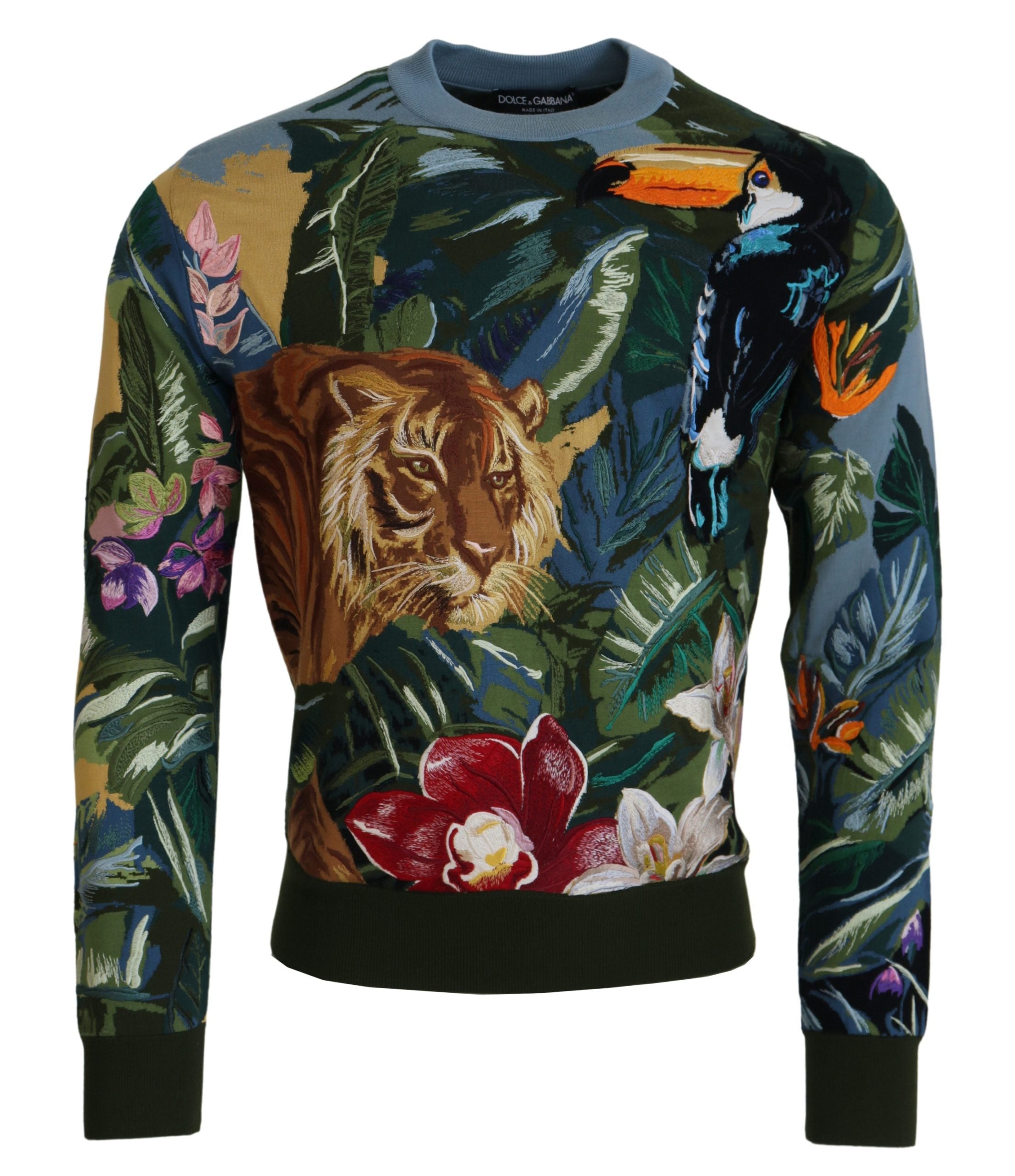 Dolce & Gabbana Jungle Wool Silk Pullover Logo Sweater - DEA STILOSA MILANO