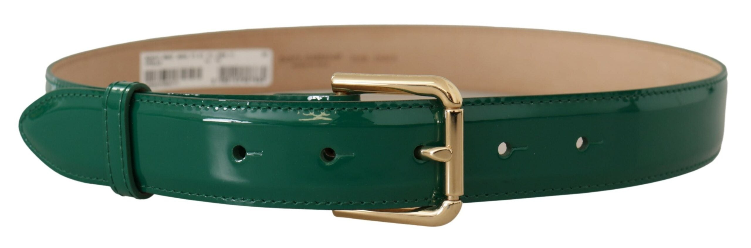 Dolce & Gabbana Green Patent Leather Logo Engraved Buckle Belt - DEA STILOSA MILANO