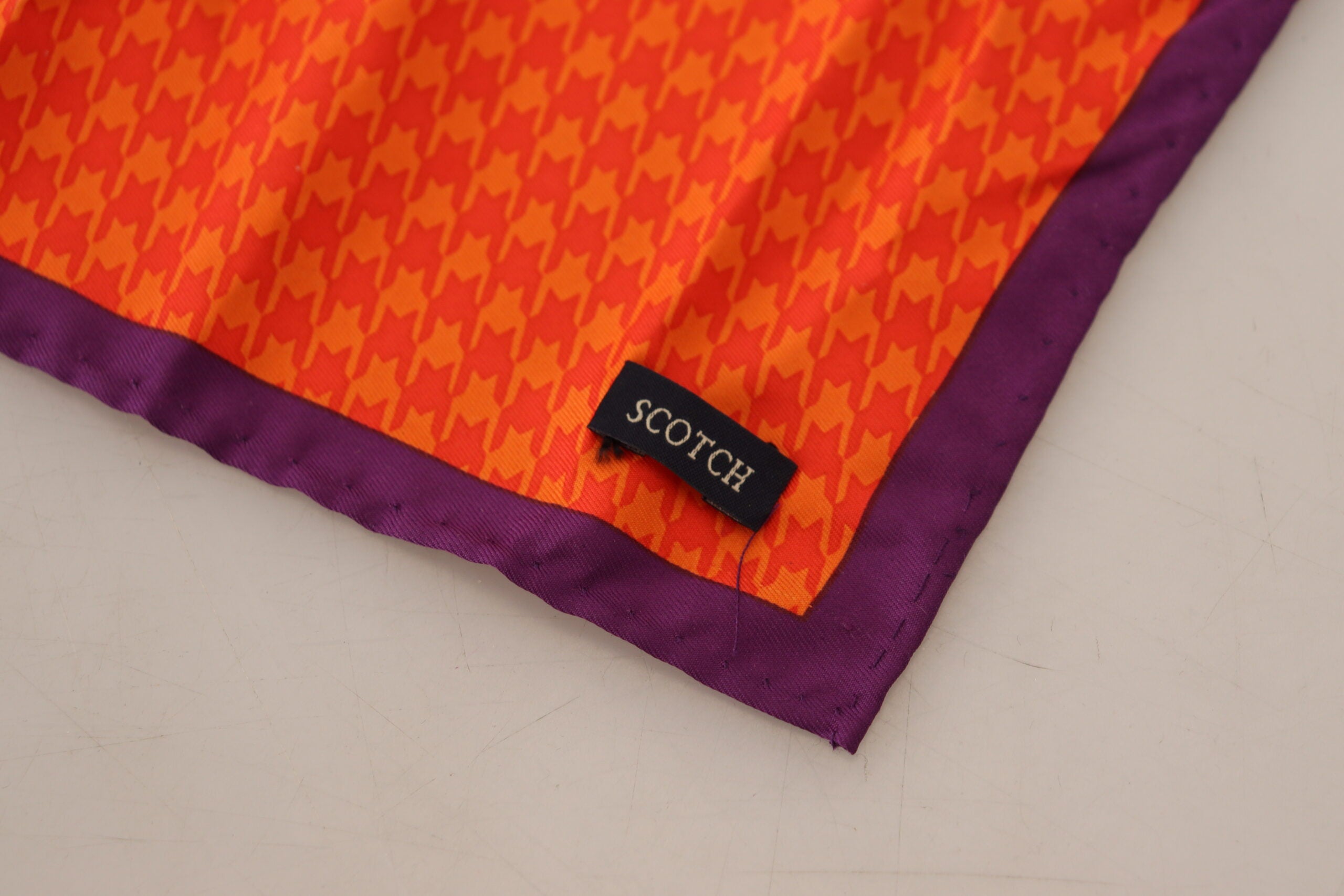 Scotch & Soda Orange Purple Silk Square Handkerchief Scarf - DEA STILOSA MILANO