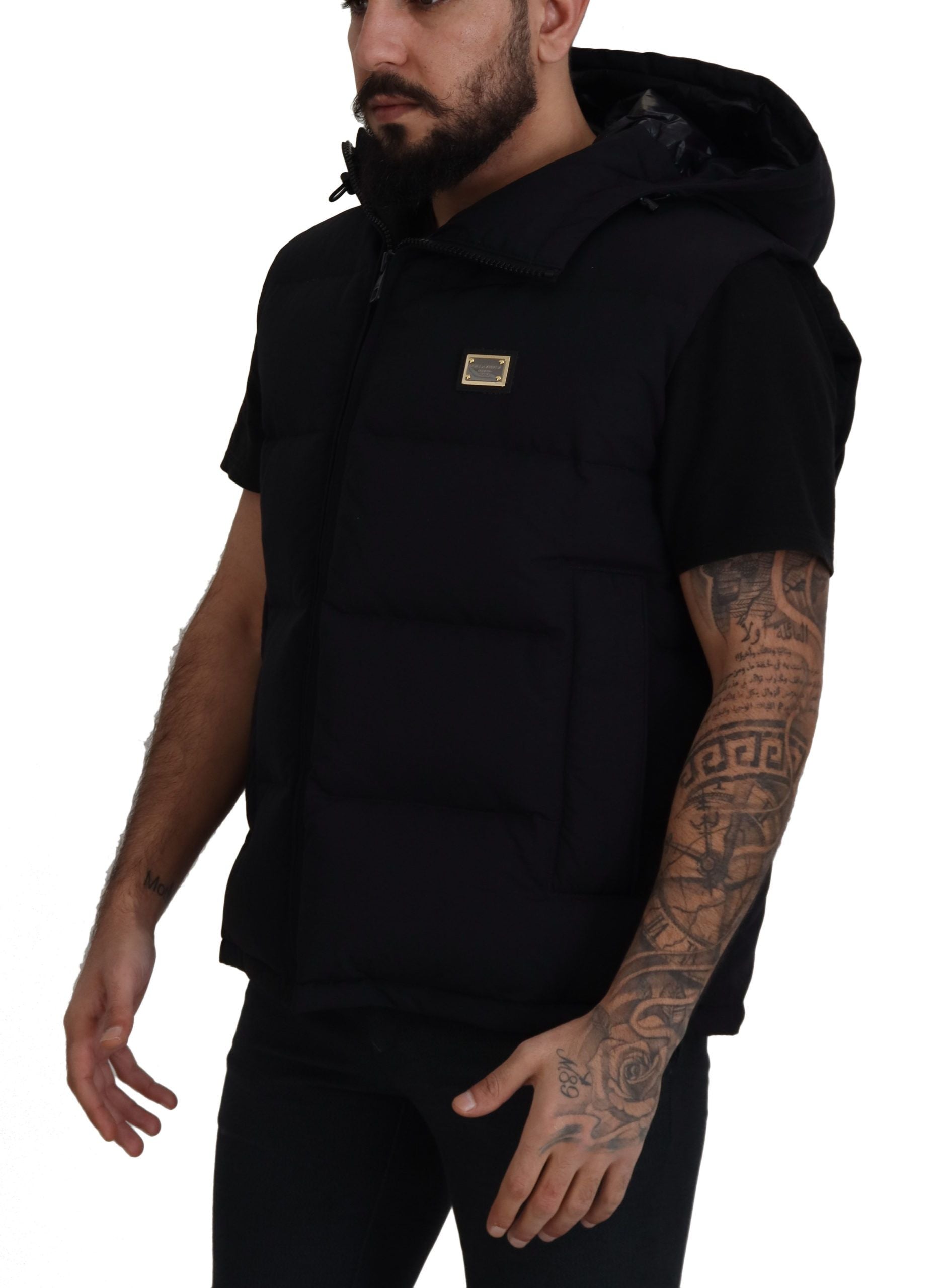 Dolce & Gabbana Black Polyester Hooded Short Sleeves Jacket - DEA STILOSA MILANO