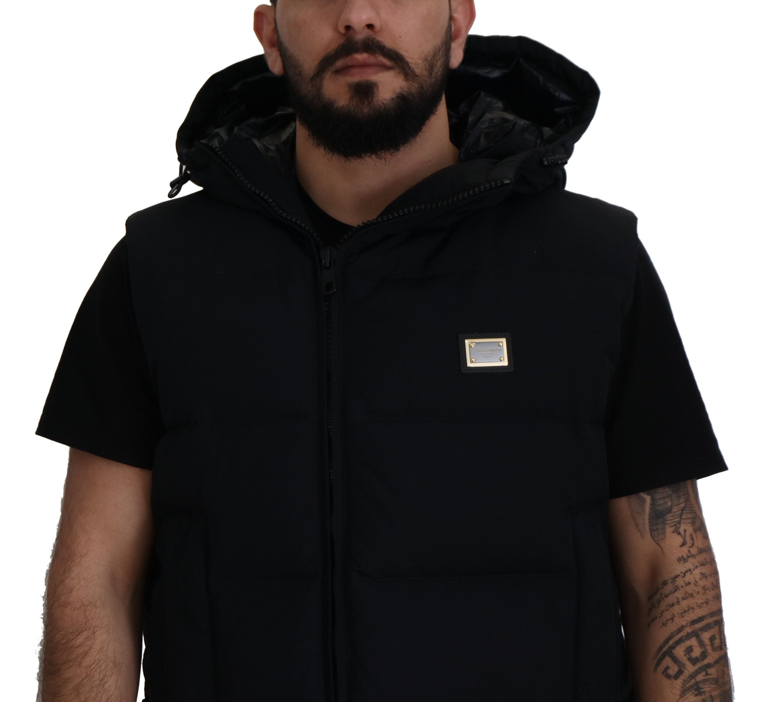 Dolce & Gabbana Black Polyester Hooded Short Sleeves Jacket - DEA STILOSA MILANO