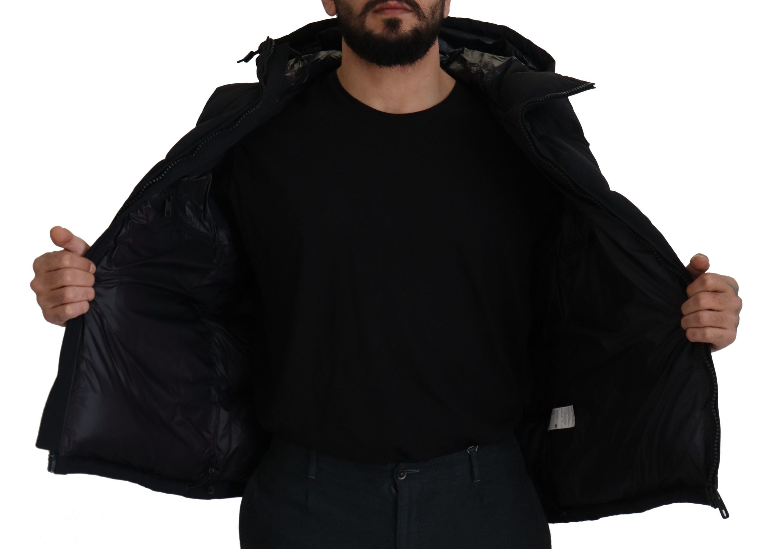 Dolce & Gabbana Black Polyester Hooded Short Sleeves Jacket - DEA STILOSA MILANO