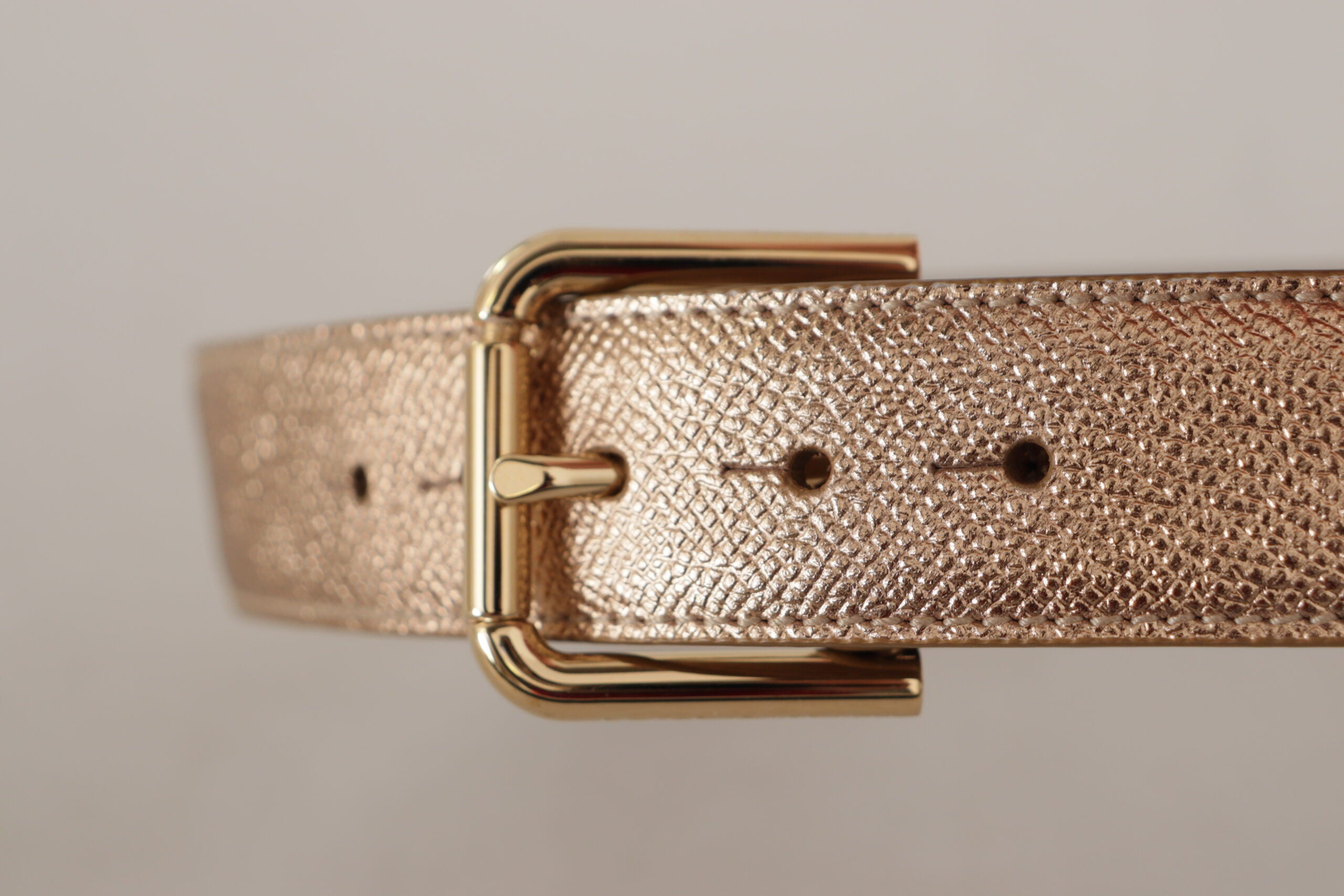 Dolce & Gabbana Rose Gold Leather Metallic Tone Metal Buckle Belt - DEA STILOSA MILANO